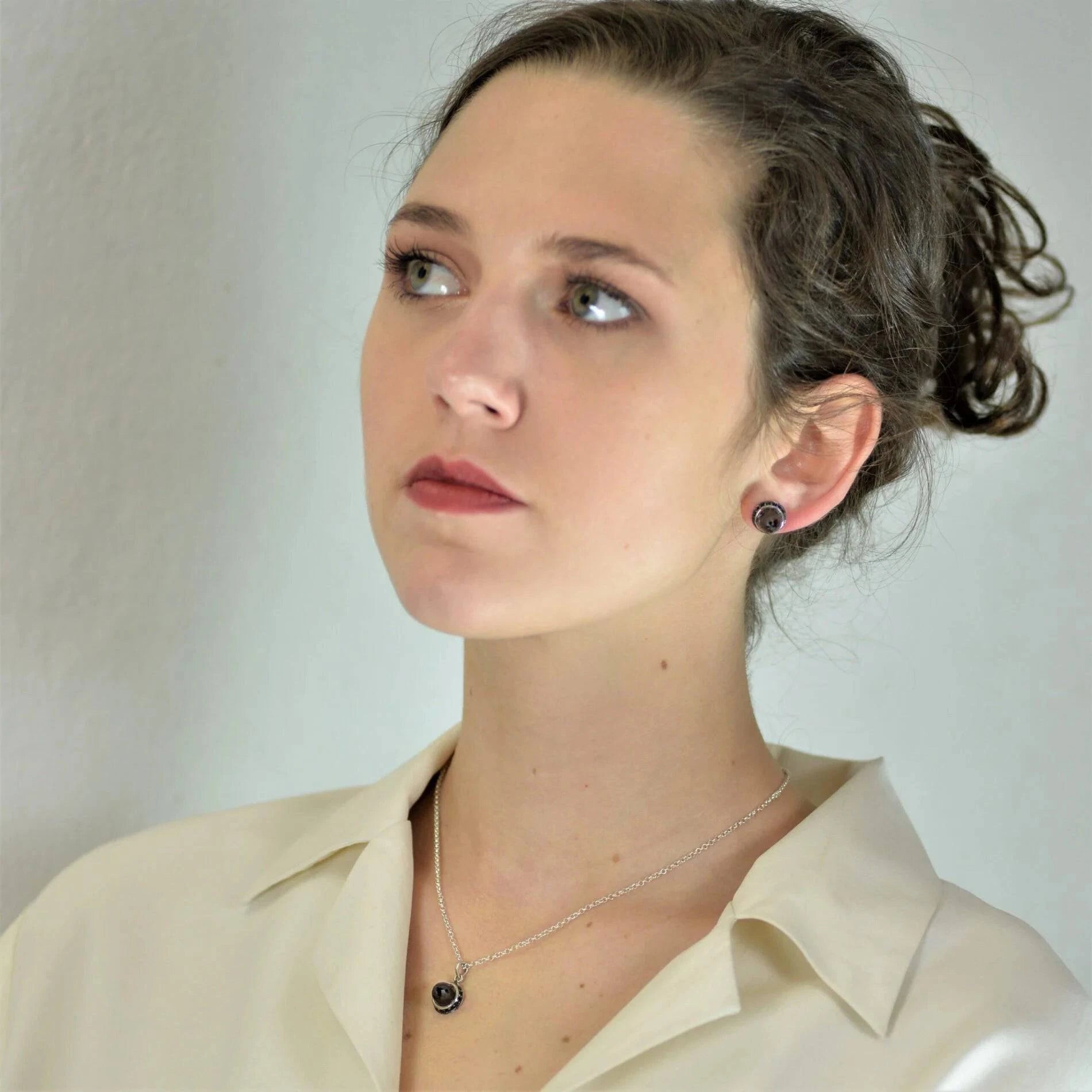 Istanbul Night Garnet and Black Spinel Jewellery Set in Sterling Silver