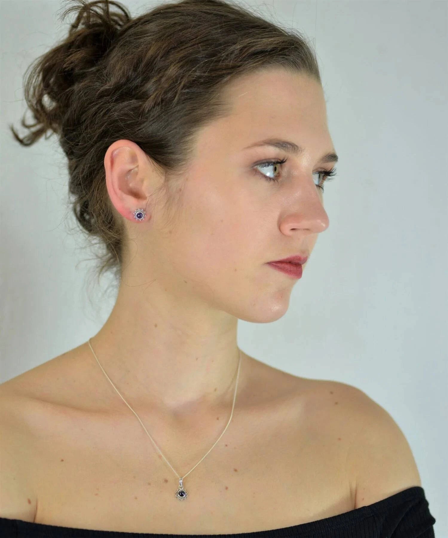 Amethyst Star Motif Jewellery set in 925 Sterling Silver