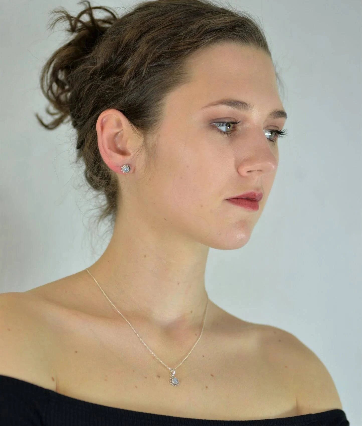 Moonstone Star Motif Jewellery set in 925 Sterling Silver