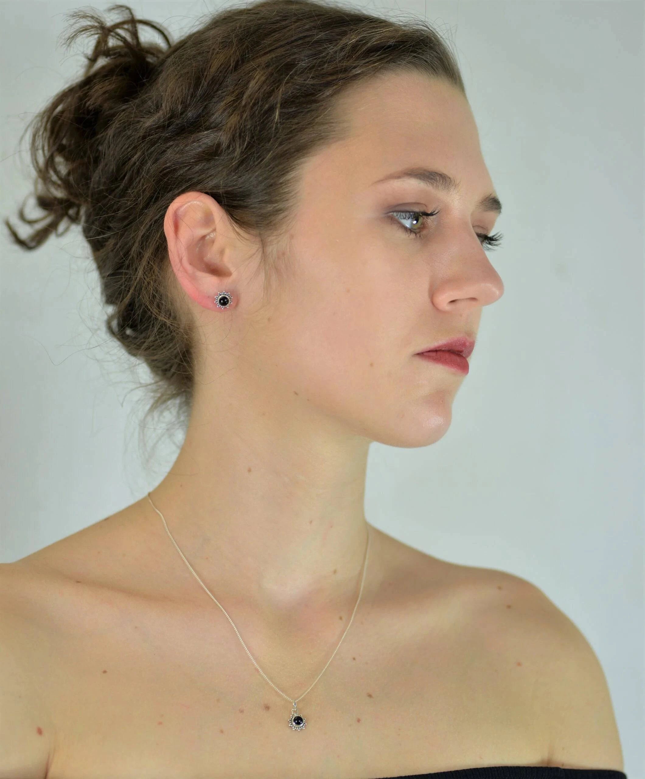 Black Onyx Star Motif Jewellery set in 925 Sterling Silver