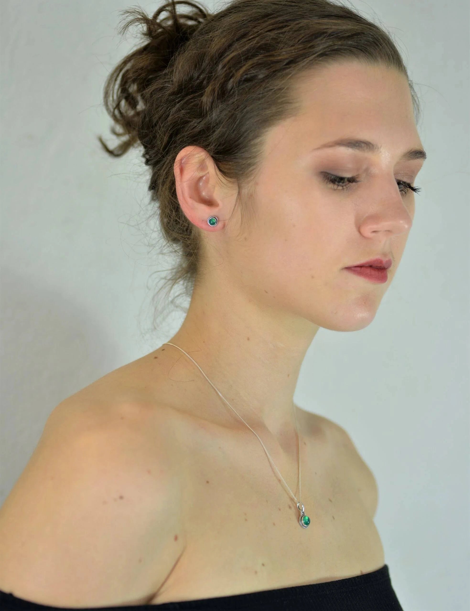 Twisted Wire Round Labradorite Jewellery Set in Sterling Silver