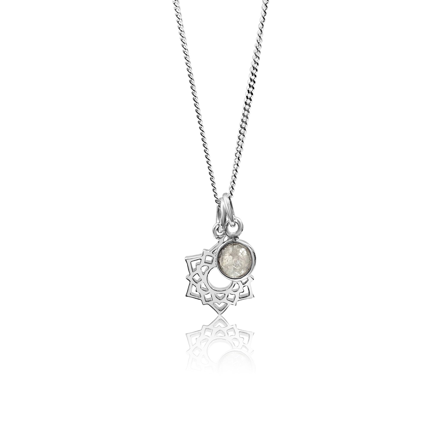 Crown Chakra/Sahastrara Charm Necklace In Sterling Silver - Moonstone