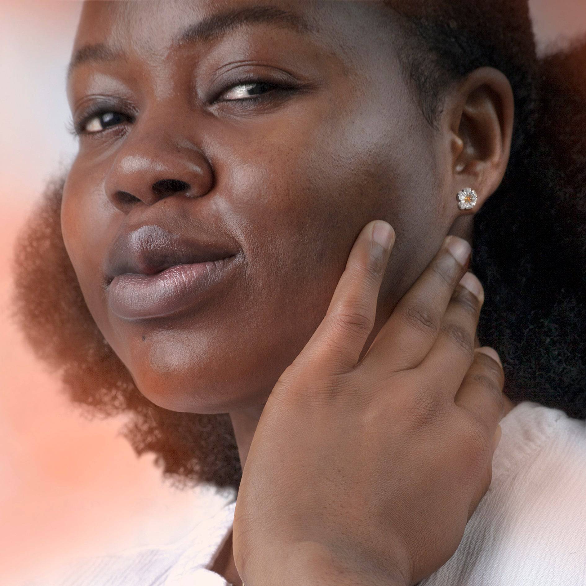 Flower Studs with Pearl and Citrine In 14ct Solid Gold