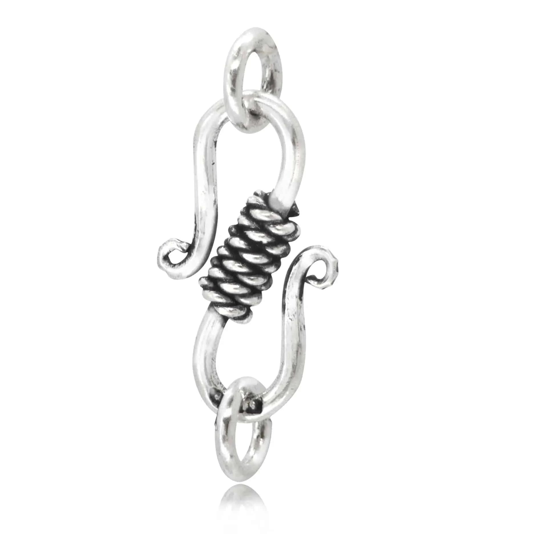 S Hook Clasp Finding for Necklace or Bracelet, in Sterling Silver - 20mm