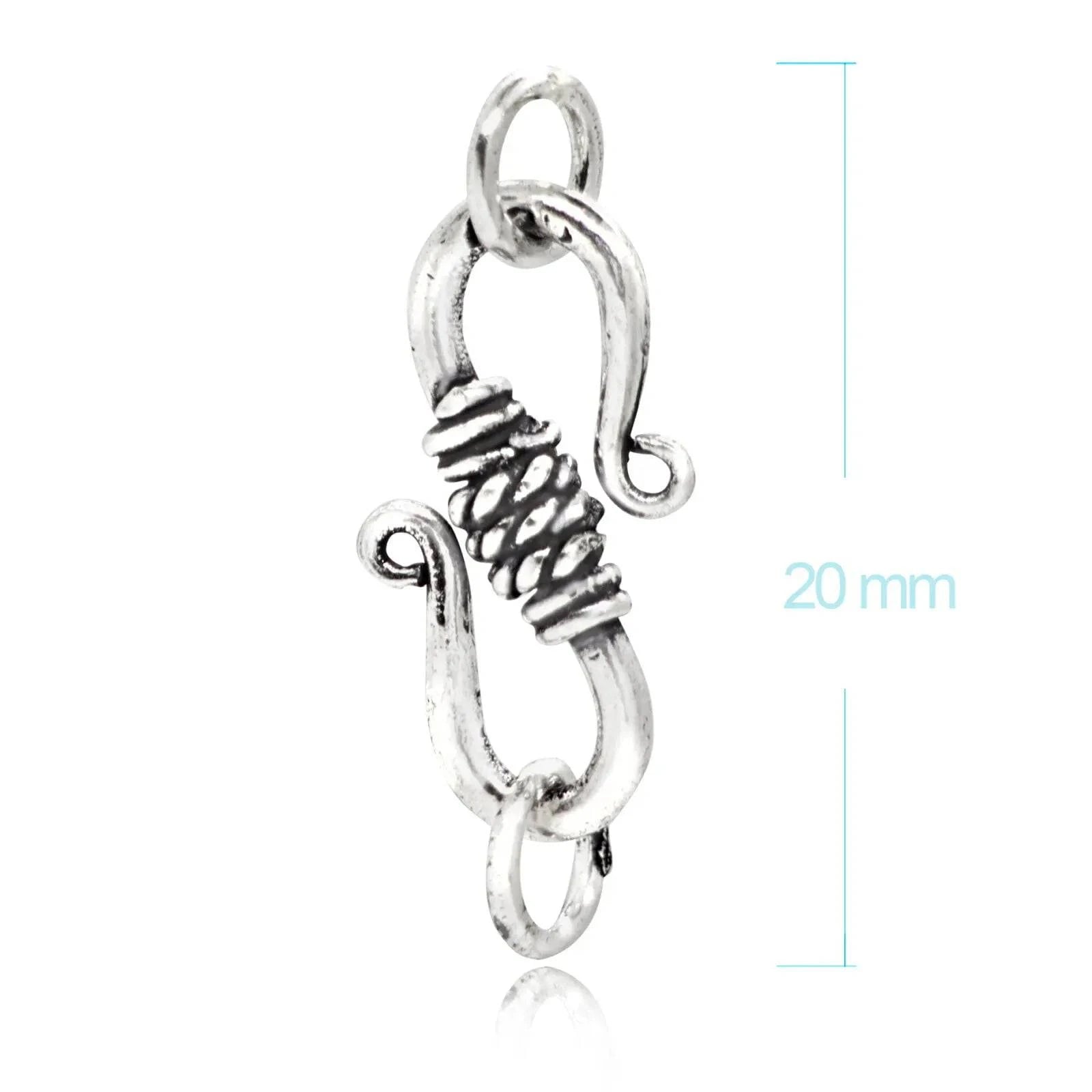 S Hook Clasp Finding for Necklaces or Bracelets, in 925 Sterling Silver - 20mm Length