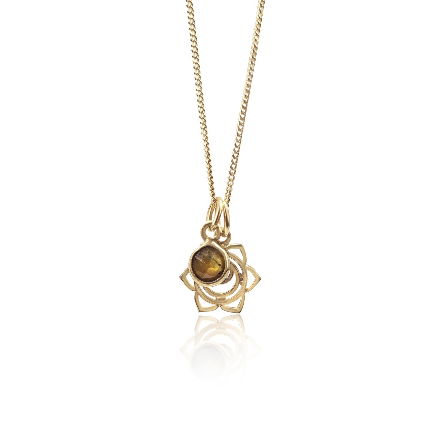 Sacral Chakra/Svadhishthana Chakra Charm Necklace In Gold Vermeil- Tiger Eye