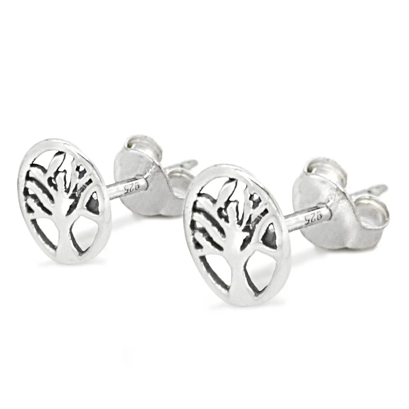 Tree of Life Studs with Butterfly Fastening in Sterling Silver