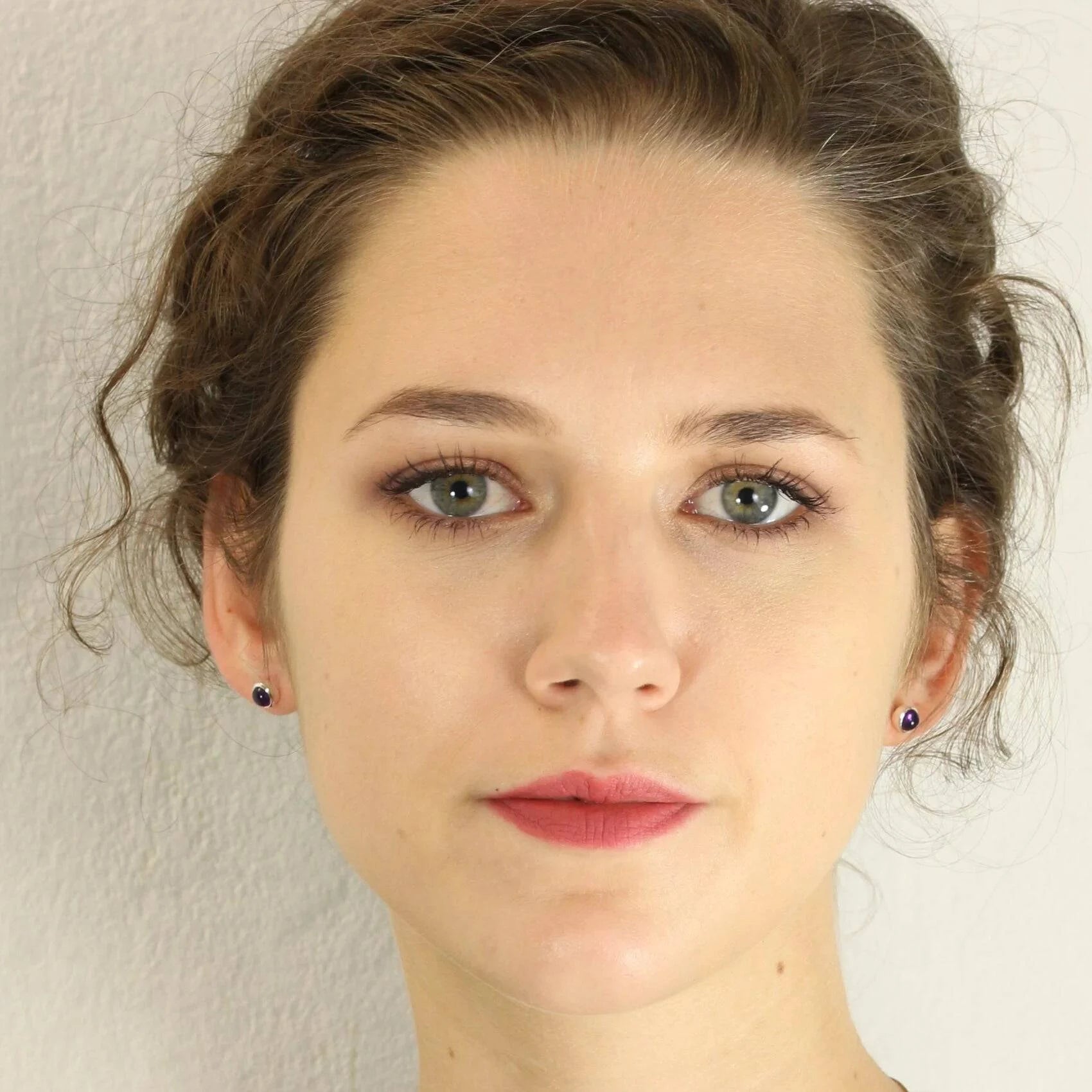 February Birthstone Earring Studs - Amethyst in Sterling Silver