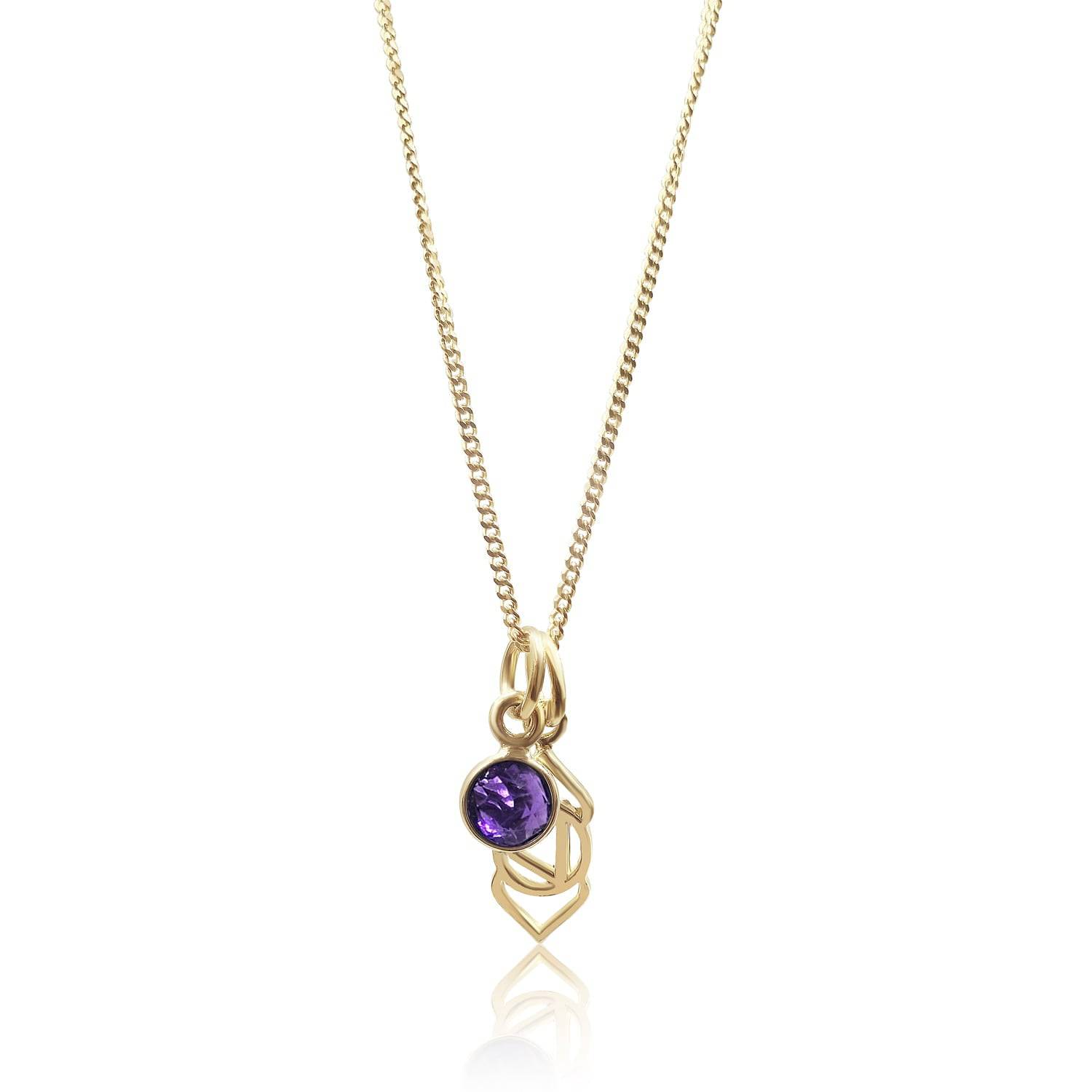 Third Eye Chakra/Ajna Chakra Charm Necklace In Gold Vermeil- Amethyst