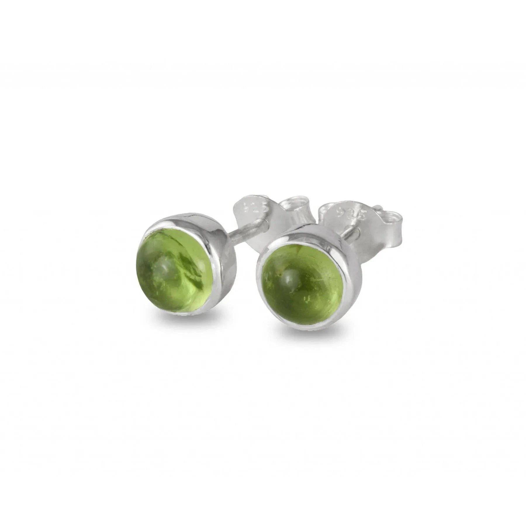 August Birthstone Earrings Studs - Peridot in Sterling Silver