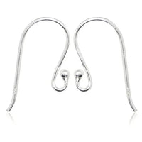 French Wire Earring Ball Hooks in Sterling Silver- Length 20mm