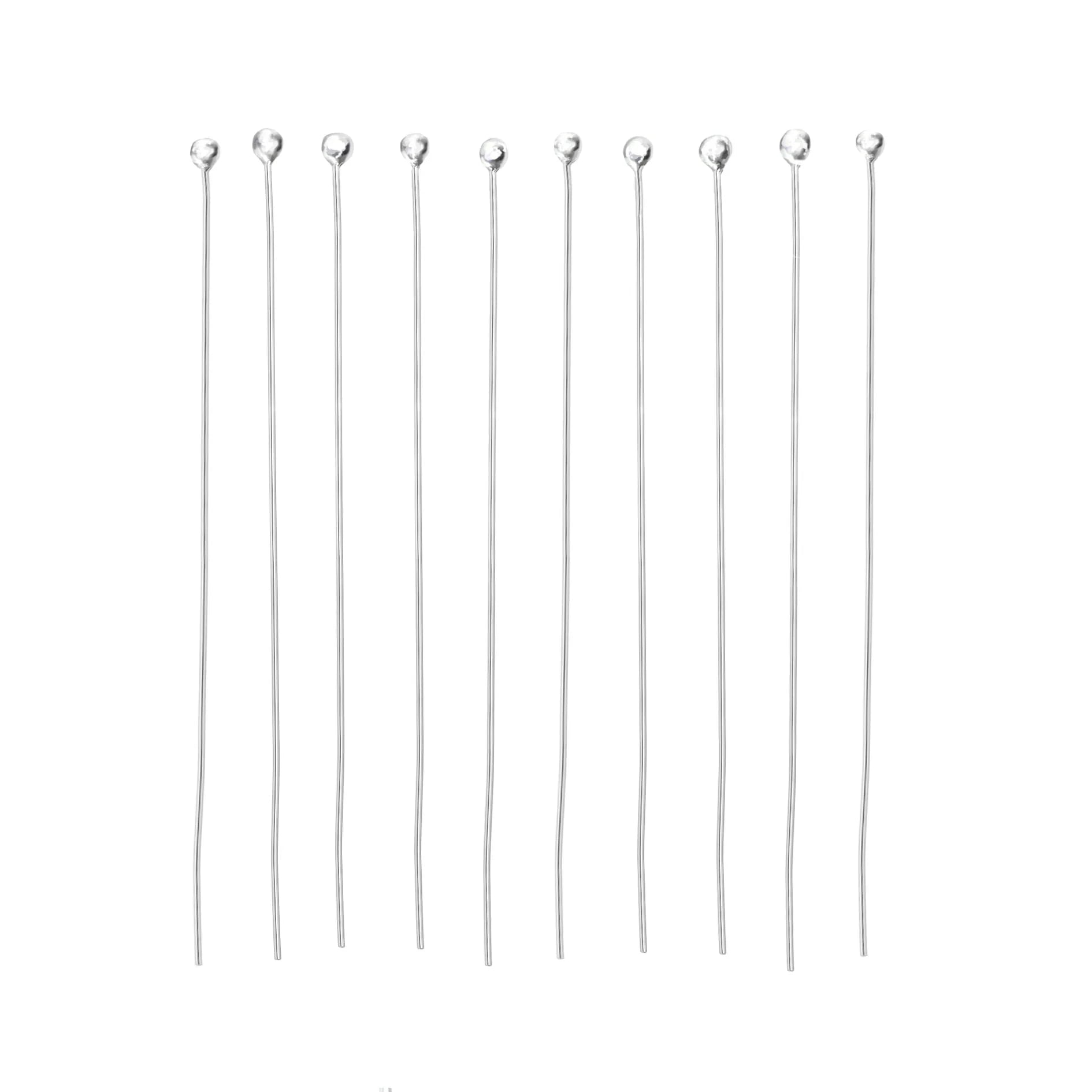 Ball-Head Pins in Sterling Silver - 50mm Long