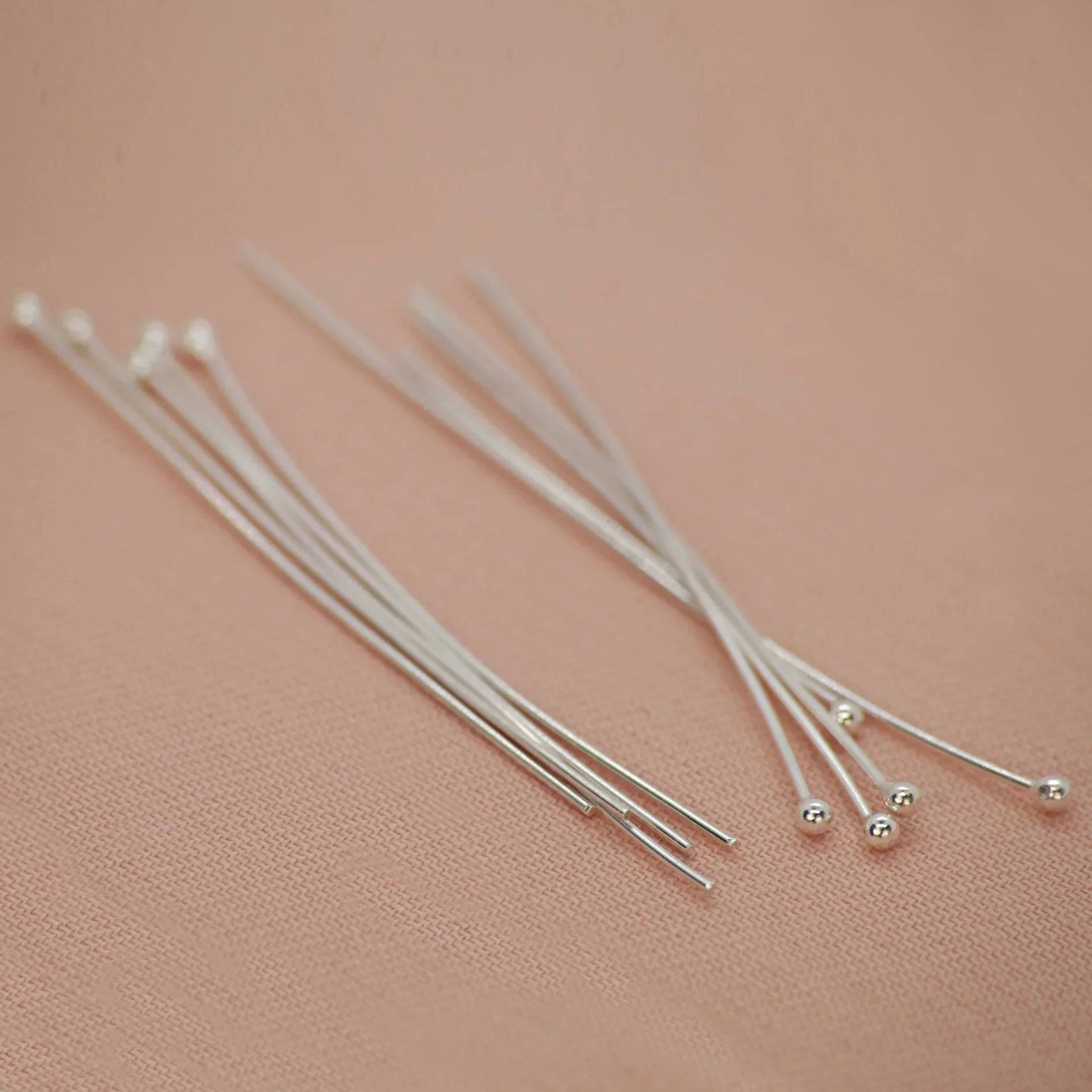 Ball-Head Pins in Sterling Silver - 50mm Long