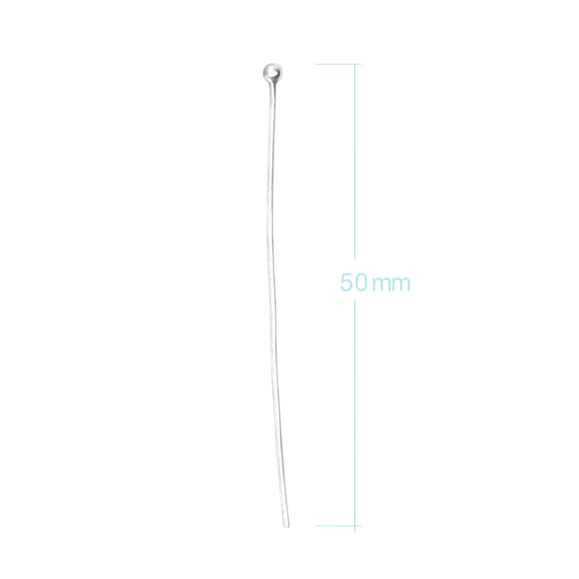 Ball-Head Pins in Sterling Silver - 50mm Long