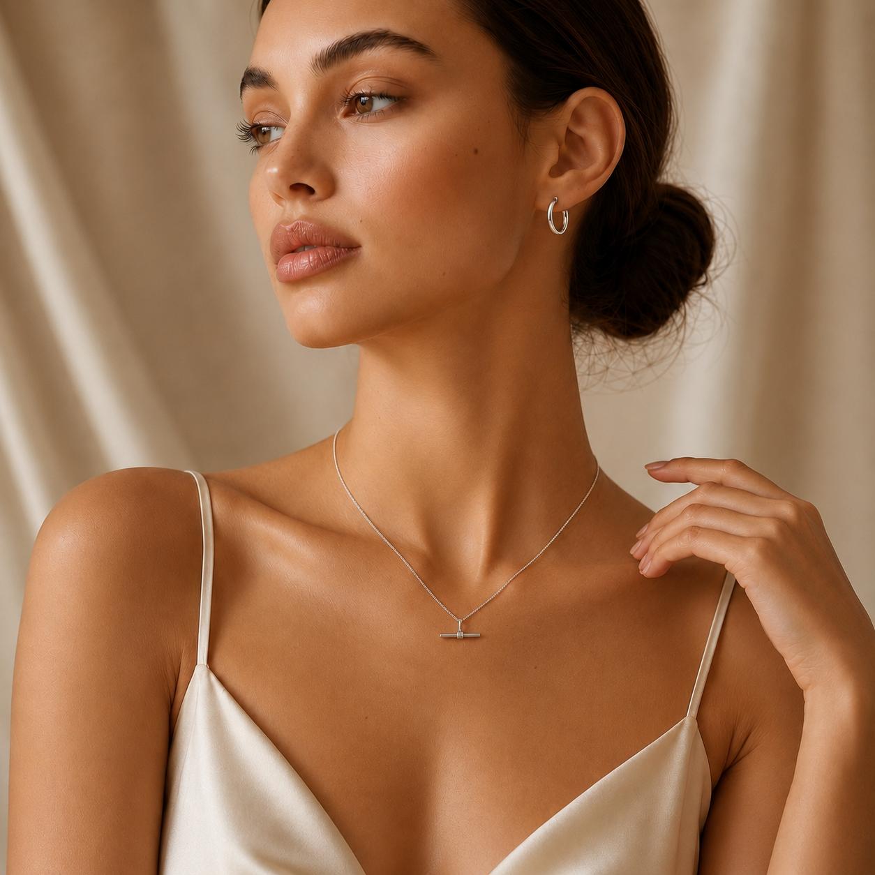 The Equilibrium Bar Charm Necklace In Sterling Silver
