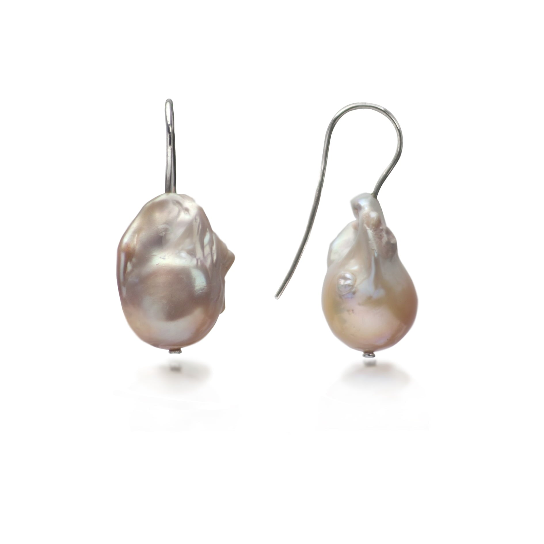 Champagne Baroque Pearl Earrings in Sterling Silver