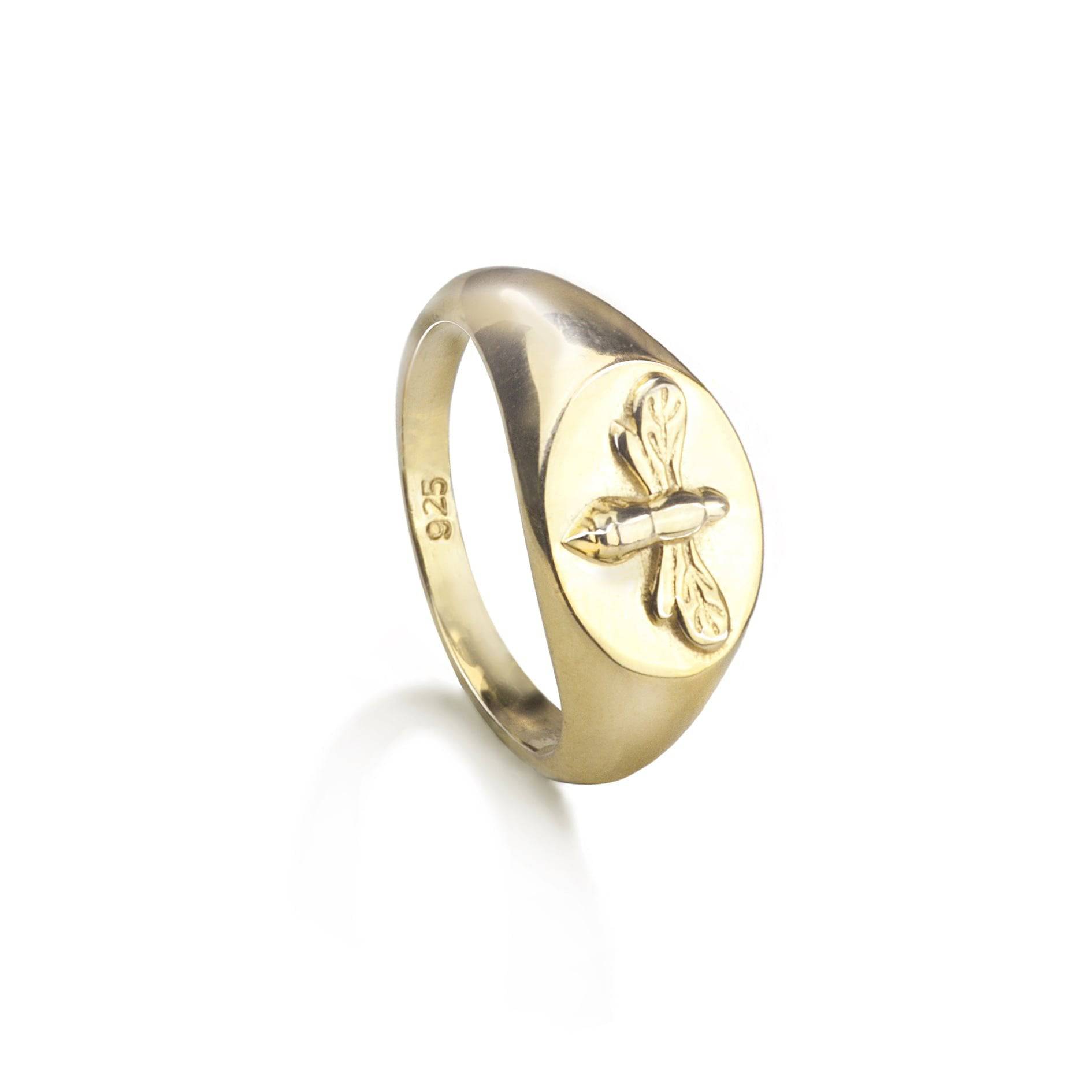Bee Signet Ring in Gold Vermeil
