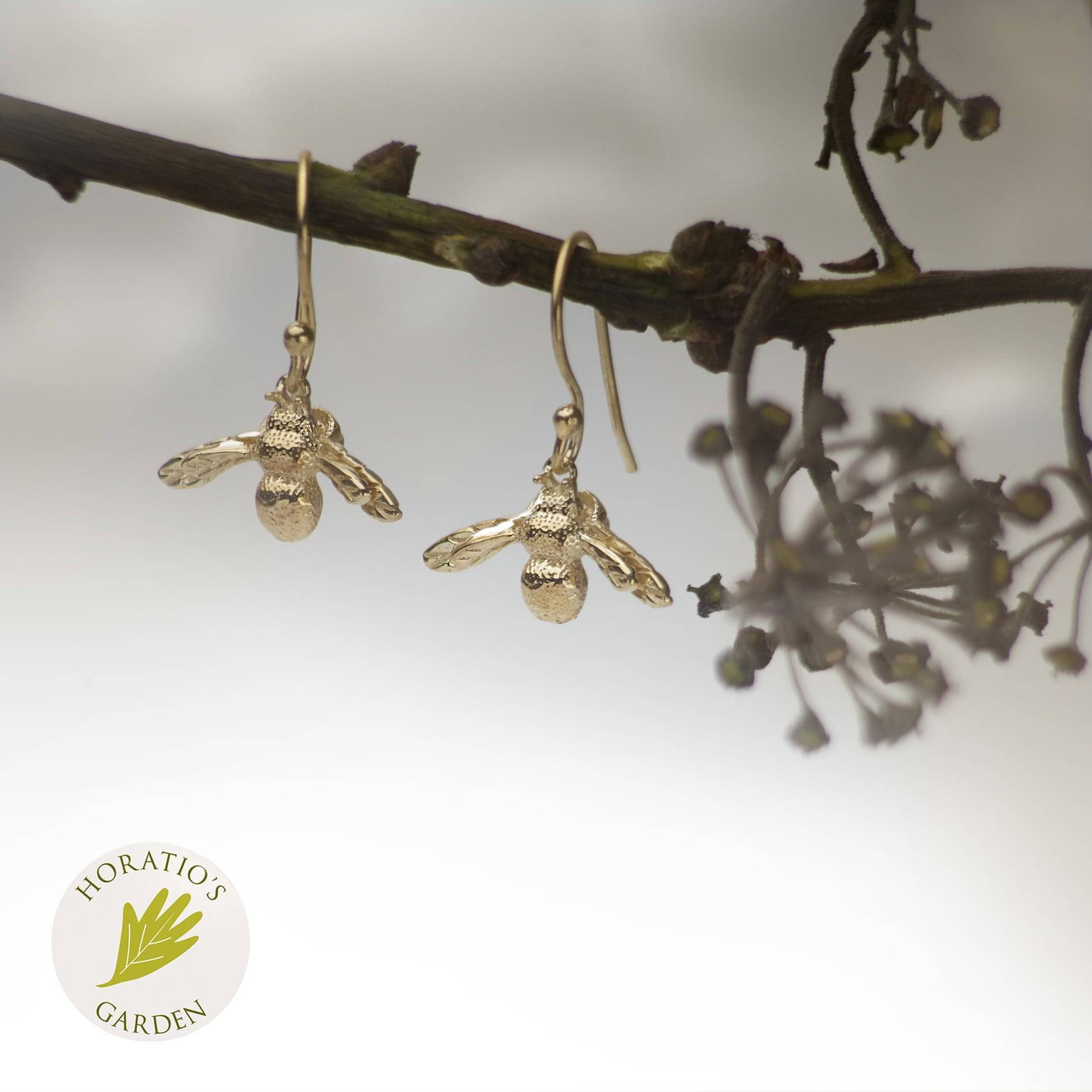 Bee Studs/Hooks In Gold Vermeil