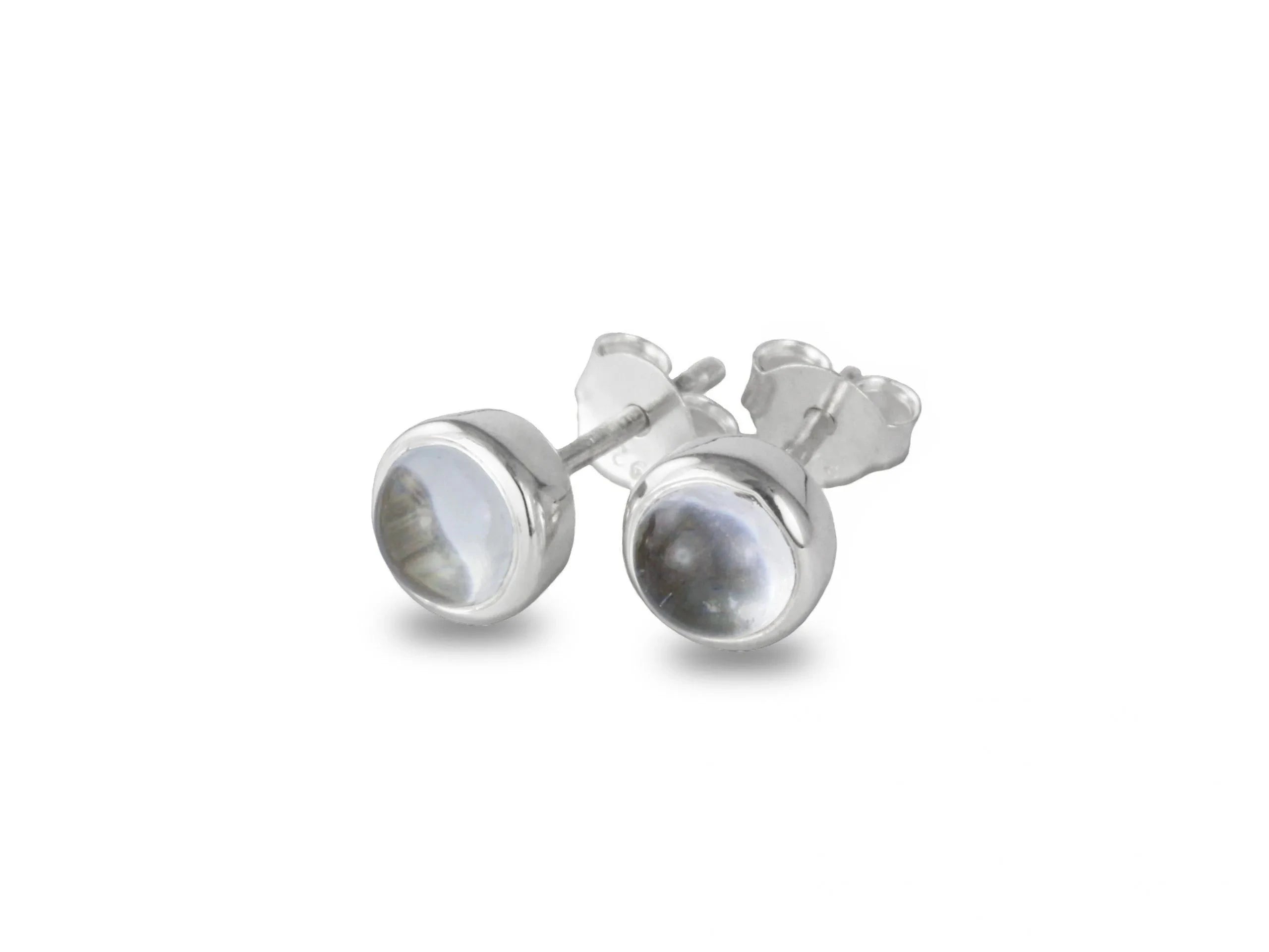 Birthstone Stud Earrings - April 925 Sterling Silver Crystal Gemstone