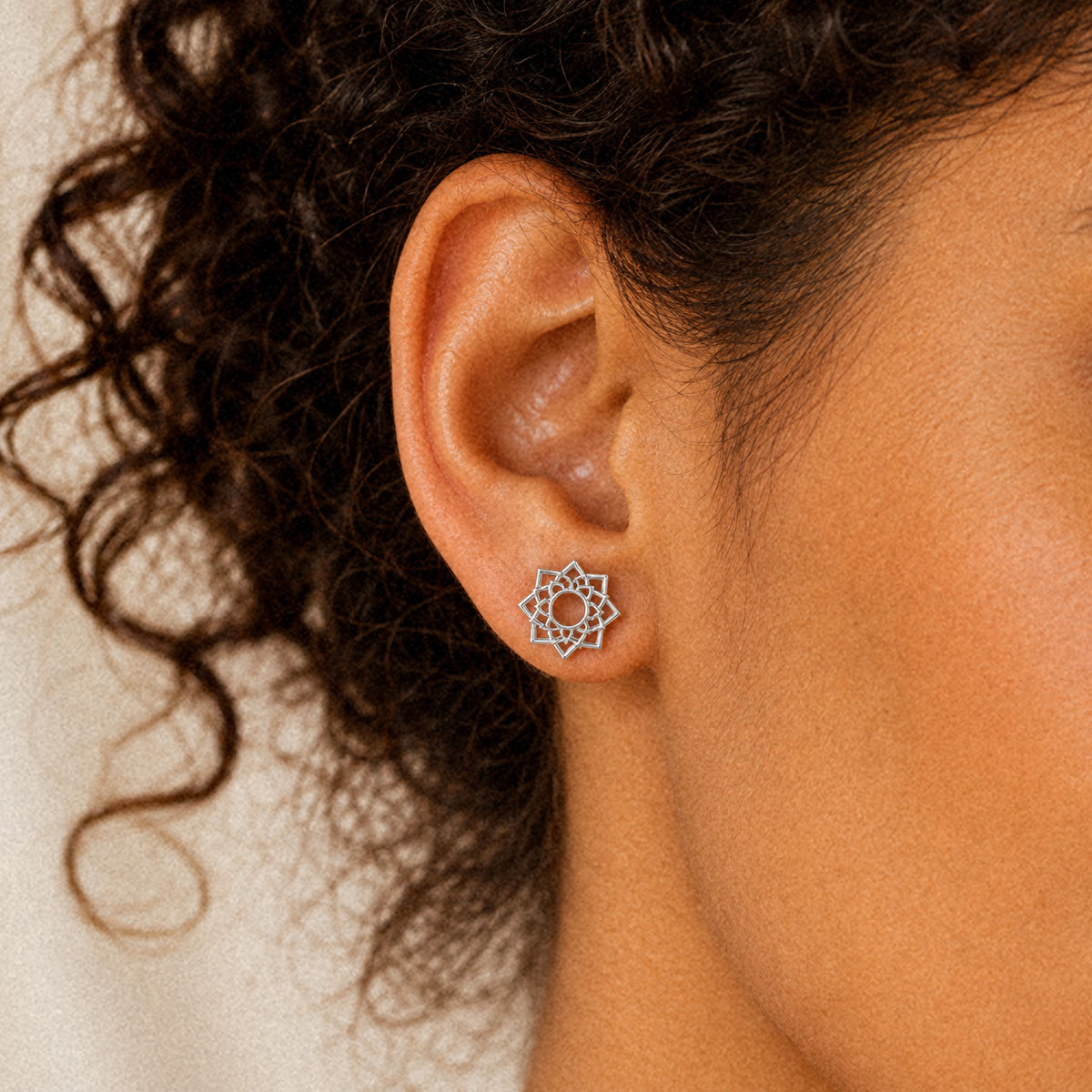Crown Chakra/Sahastrara Chakra Stud Earrings In Sterling Silver