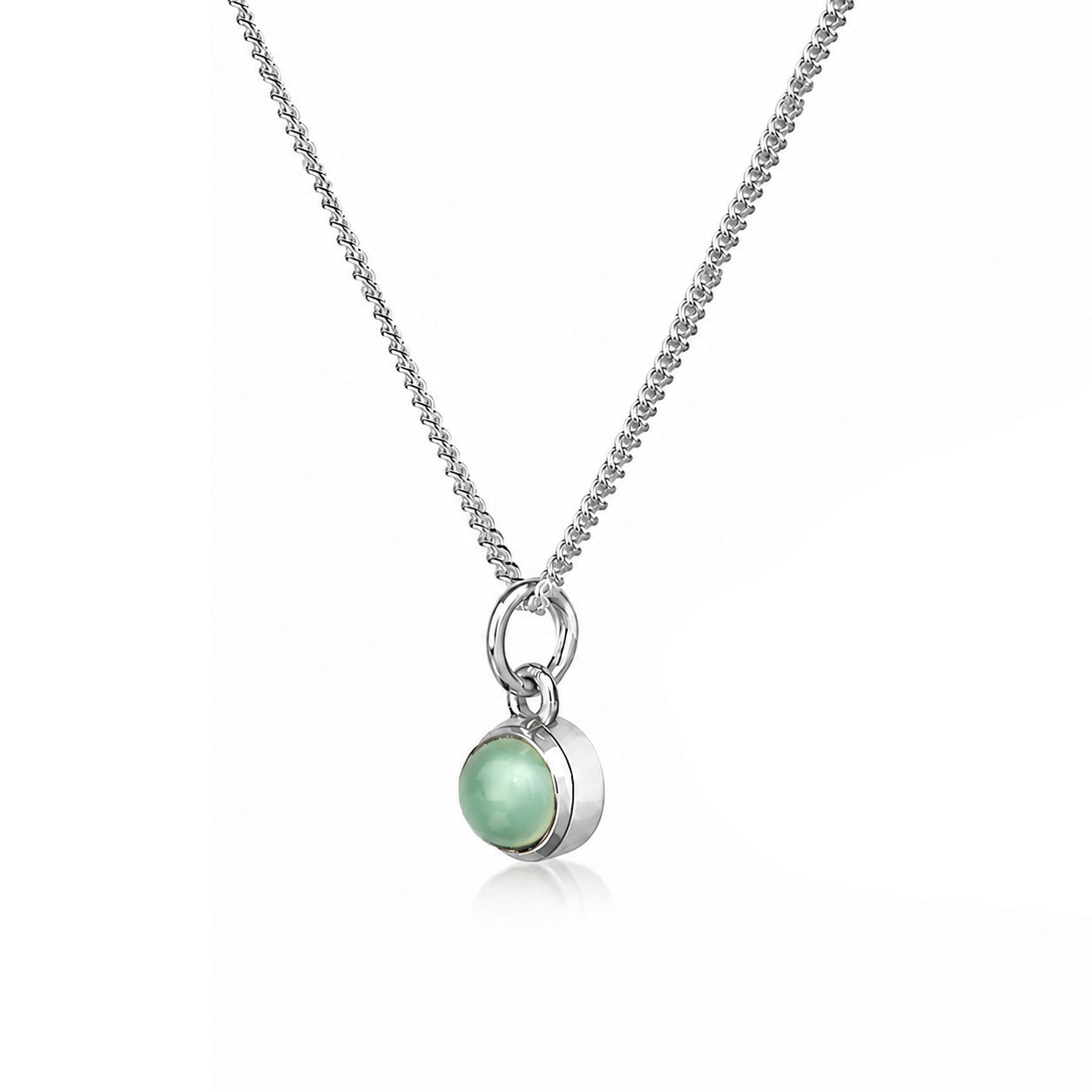 March Birthstone Necklace -Aqua Chalcedony Gemstone in Sterling Silver