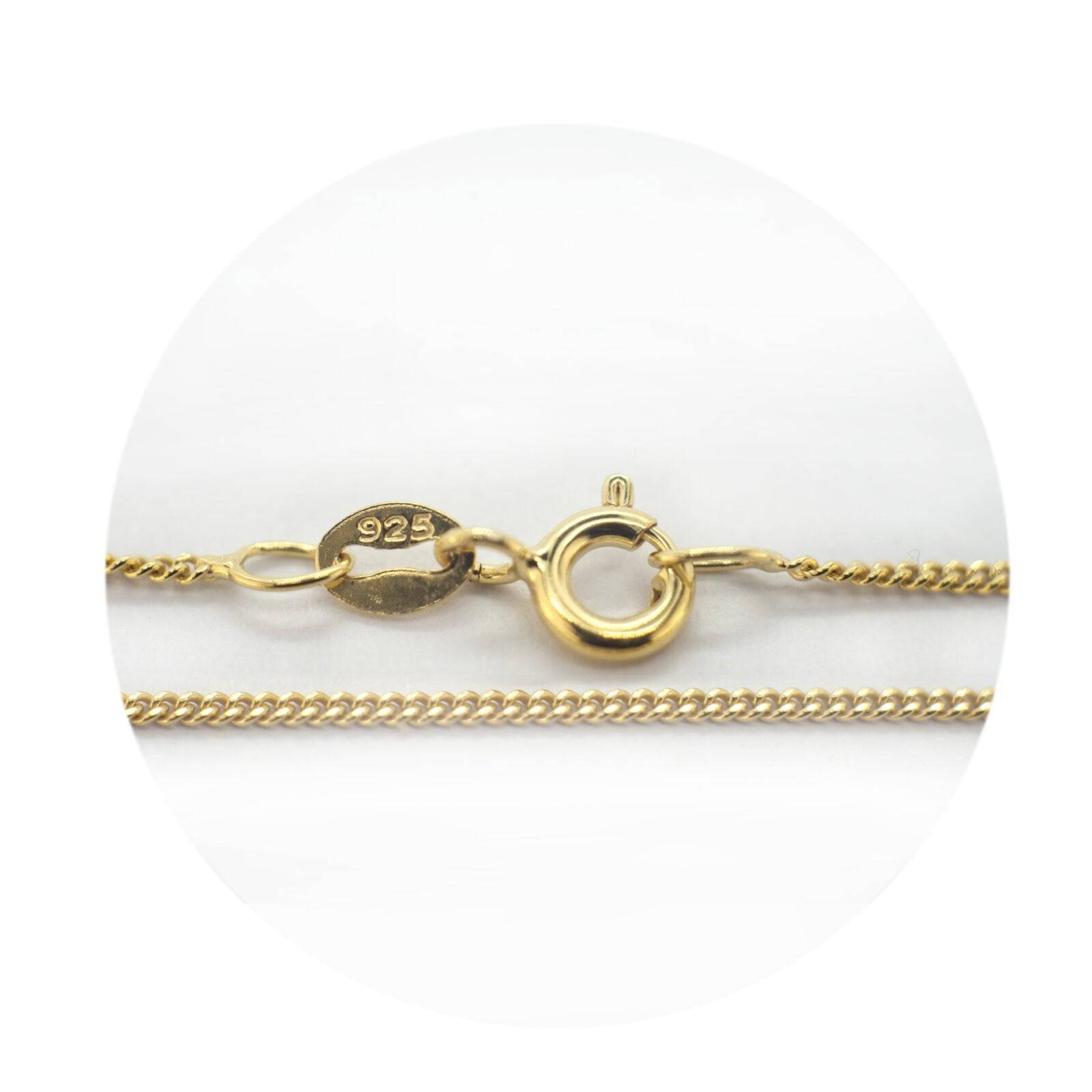Fine Diamond Cut Curb Chain in Gold Vermeil - Various Lengths