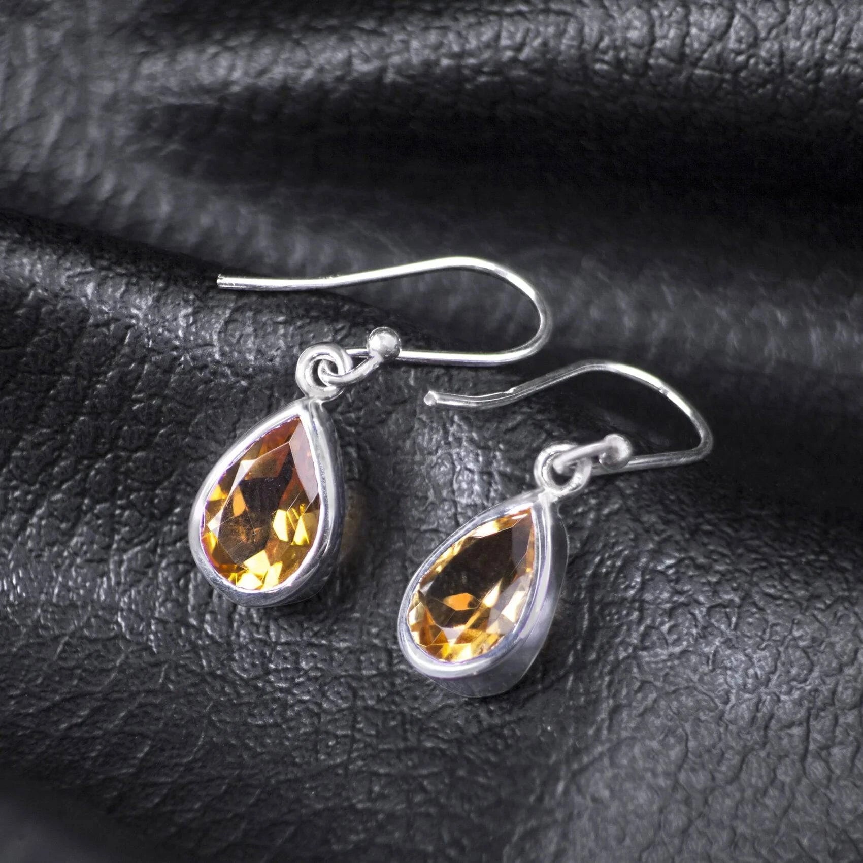 Faceted Citrine Teardrop/dangle earrings in sterling silver