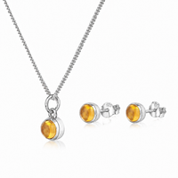 November Birthstone Jewellery Set - Citrine Studs & Charm Necklace