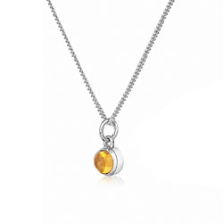 November Birthstone Necklace - Citrine Gemstone Charm in Sterling Silver