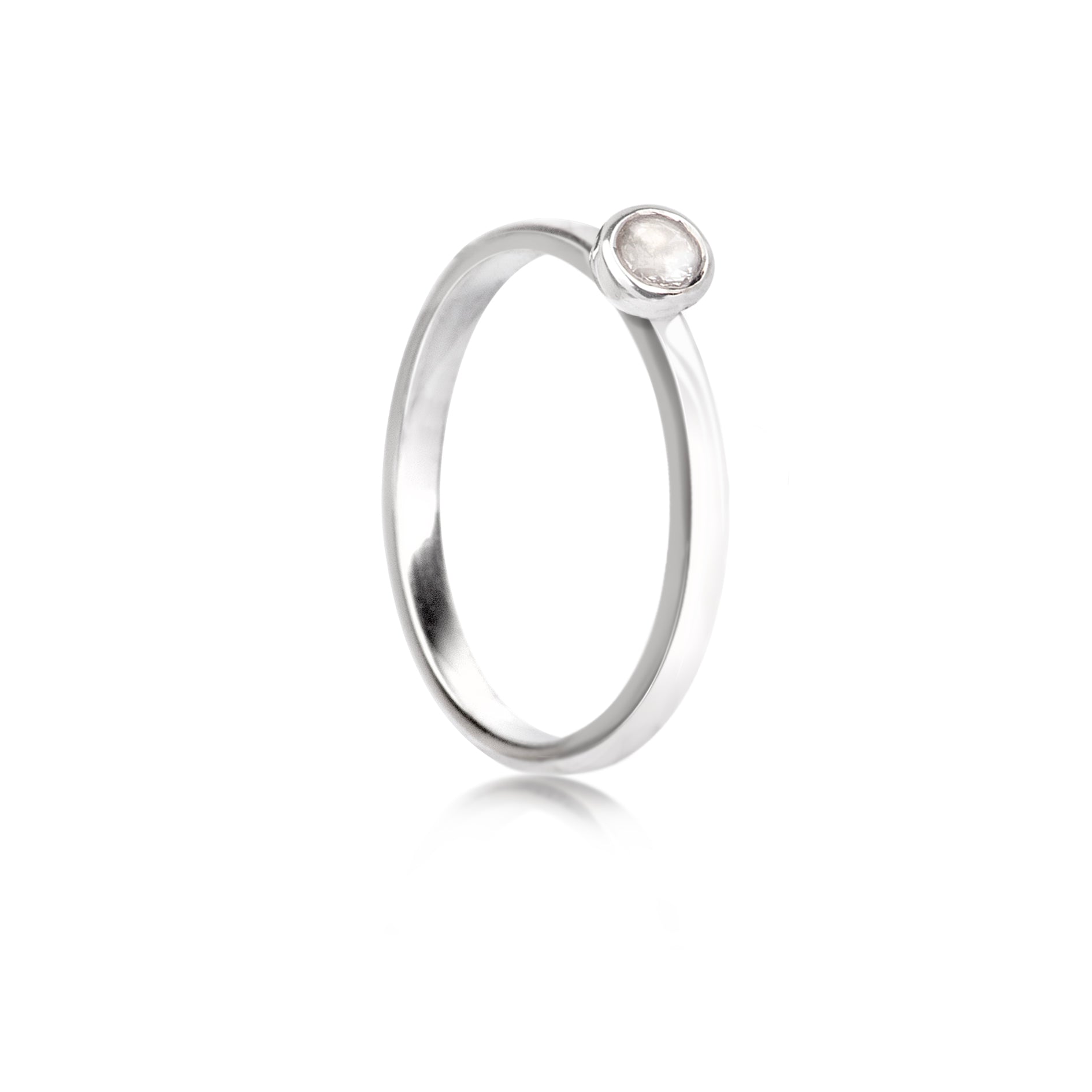 April Birthstone Stackable Ring with Crystal Gemstone in Sterling Silver