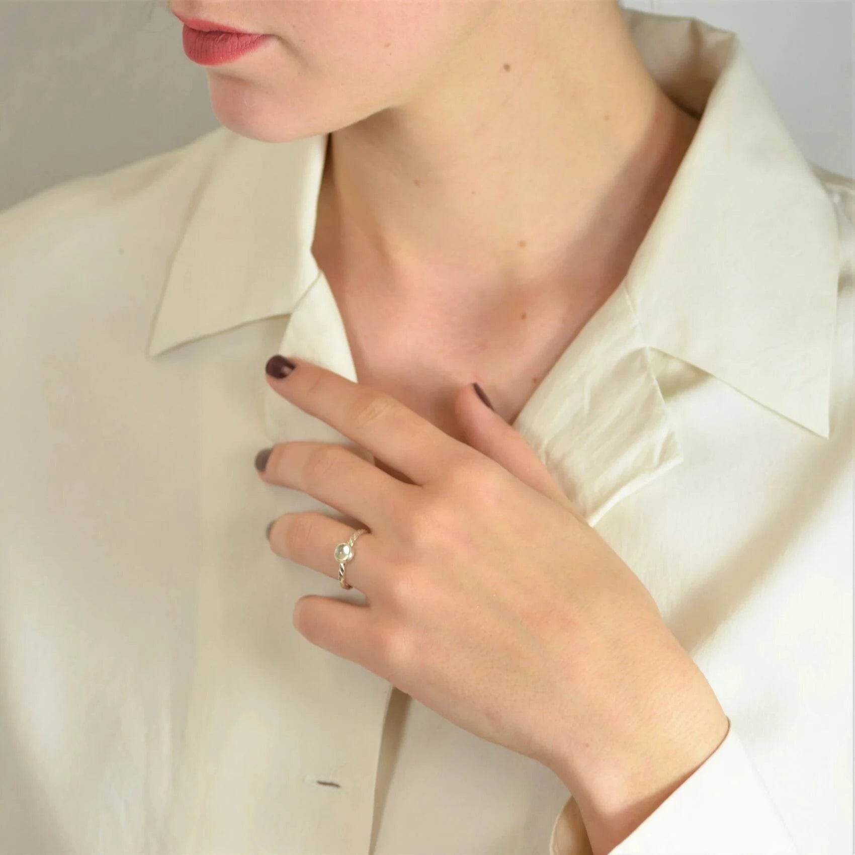 April Birthstone Ring with Crystal Gemstone in Sterling Silver