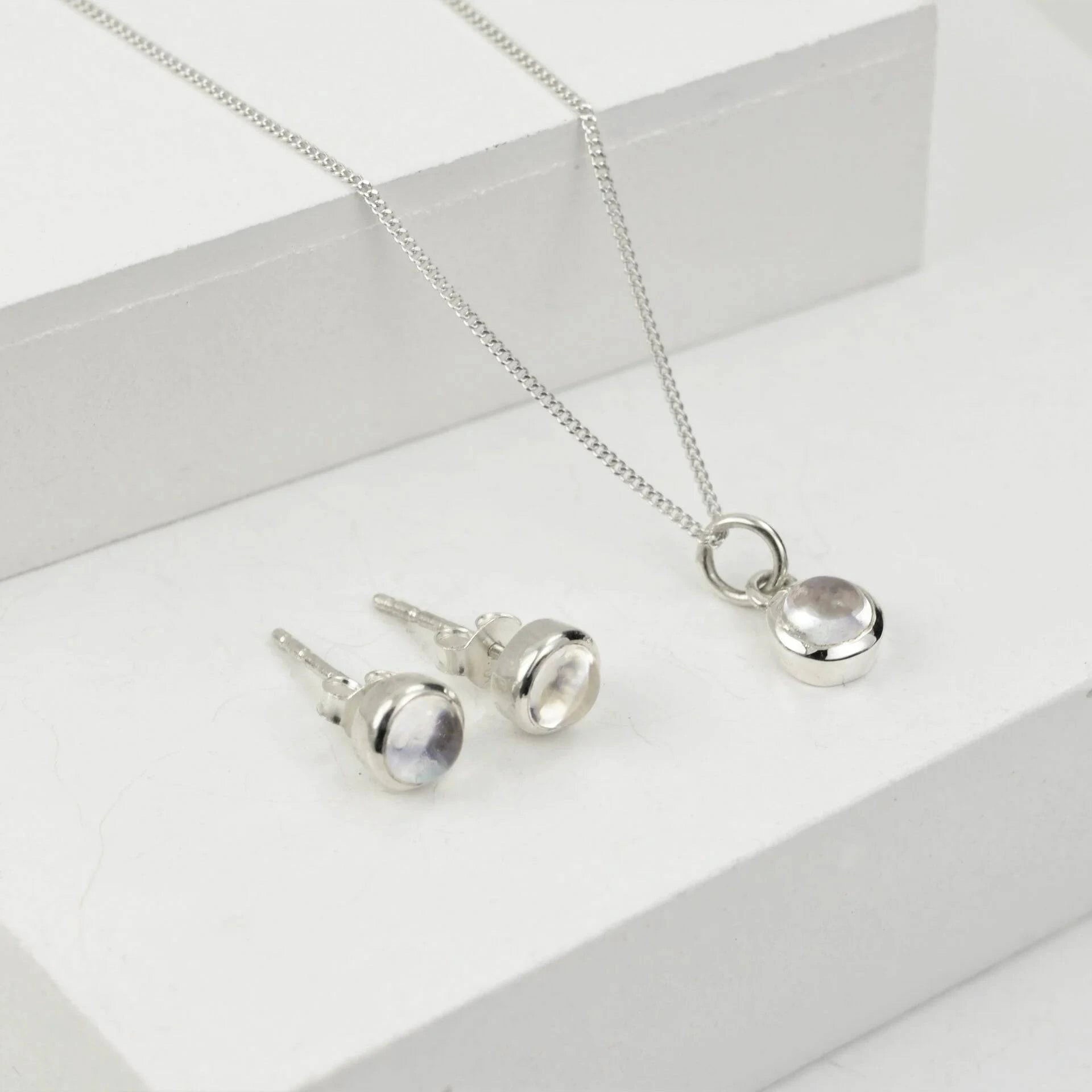 April Birthstone Jewellery Set with Crystal Studs and Pendant Necklace