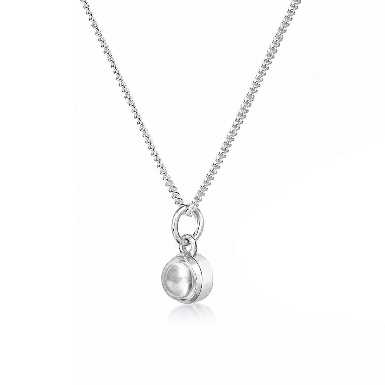 April Birthstone Necklace - Crystal Gemstone Charm in Sterling Silver
