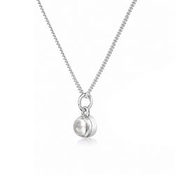 April Birthstone Necklace - Crystal Gemstone Charm in Sterling Silver