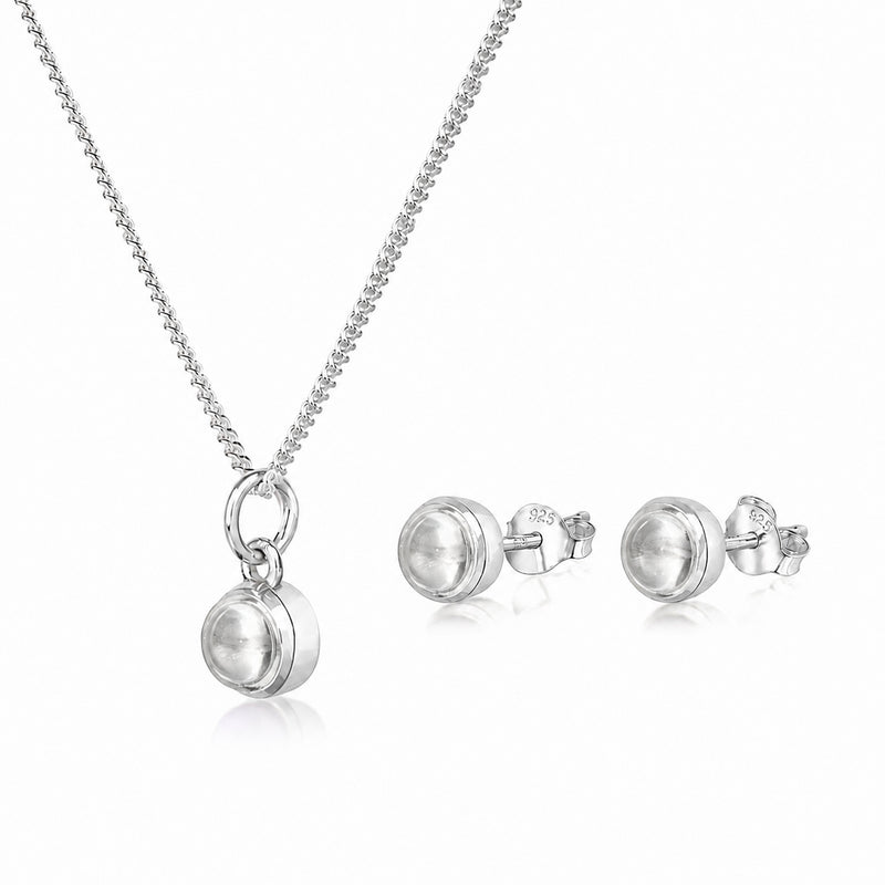 April Birthstone Jewellery Set with Crystal Studs and Pendant Necklace