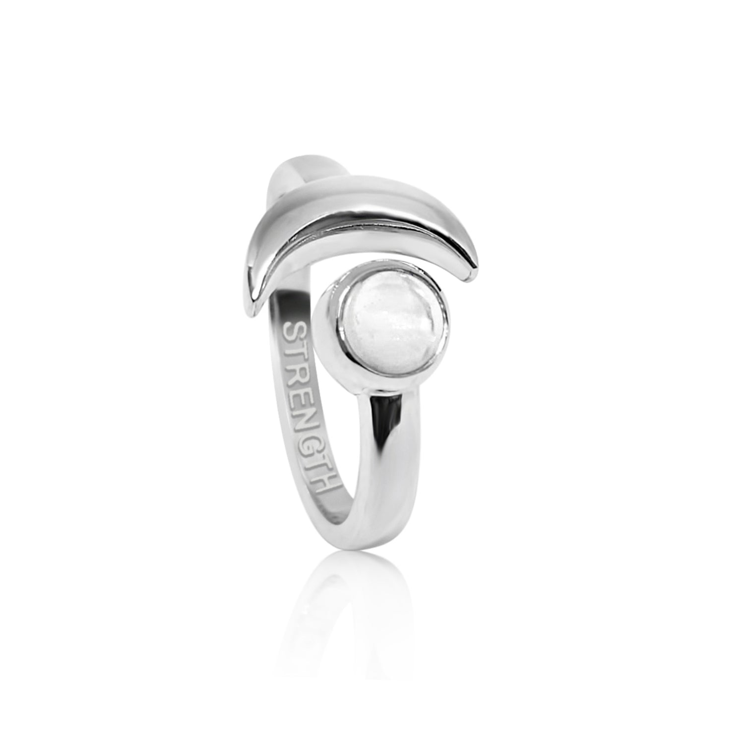 Adjustable April Strength Birthstone Ring In Sterling Silver-Crystal