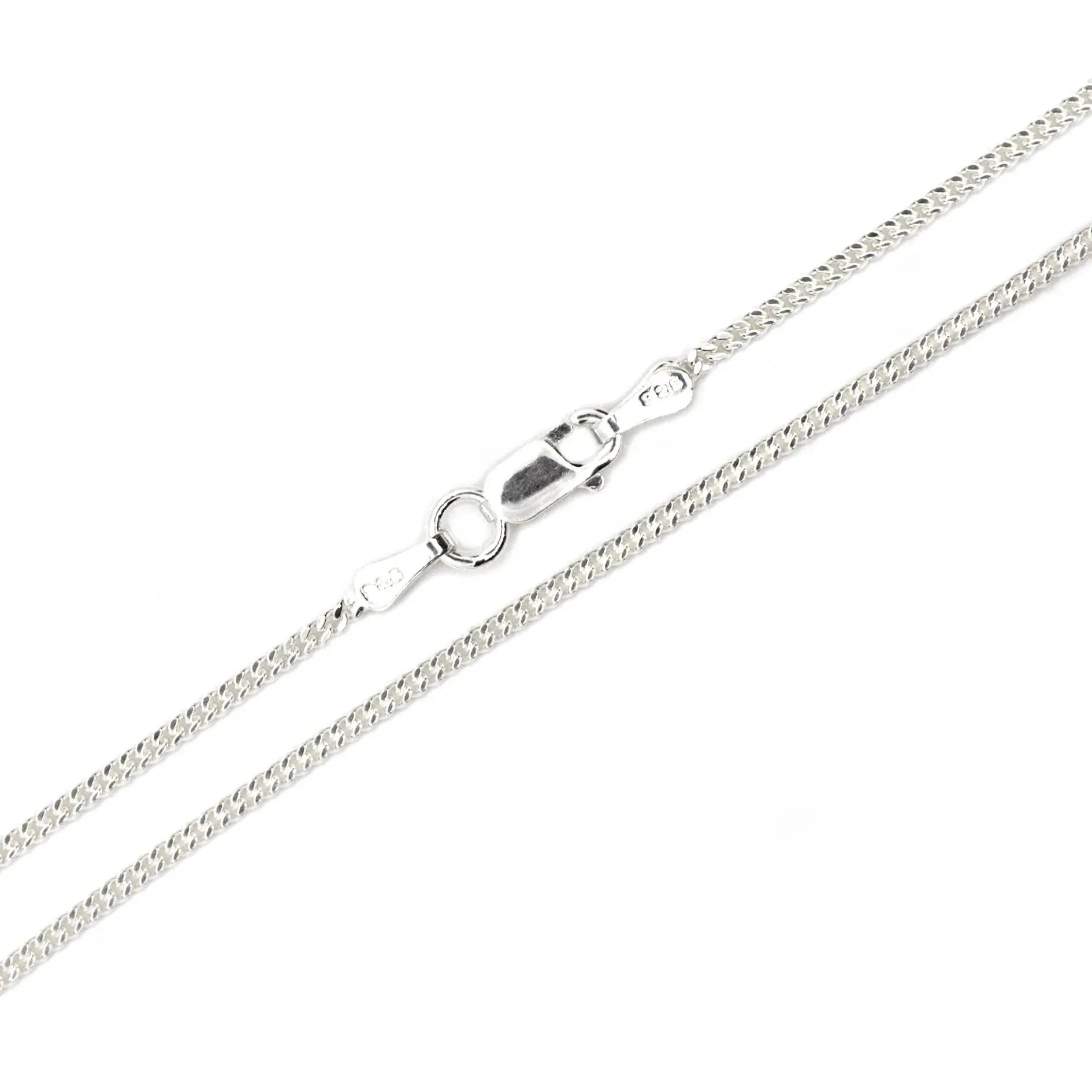 Strong Diamond Cut Curb Chains in Sterling Silver - 16" 18" 20" 24" 30" Length and 1.5mm Thickness