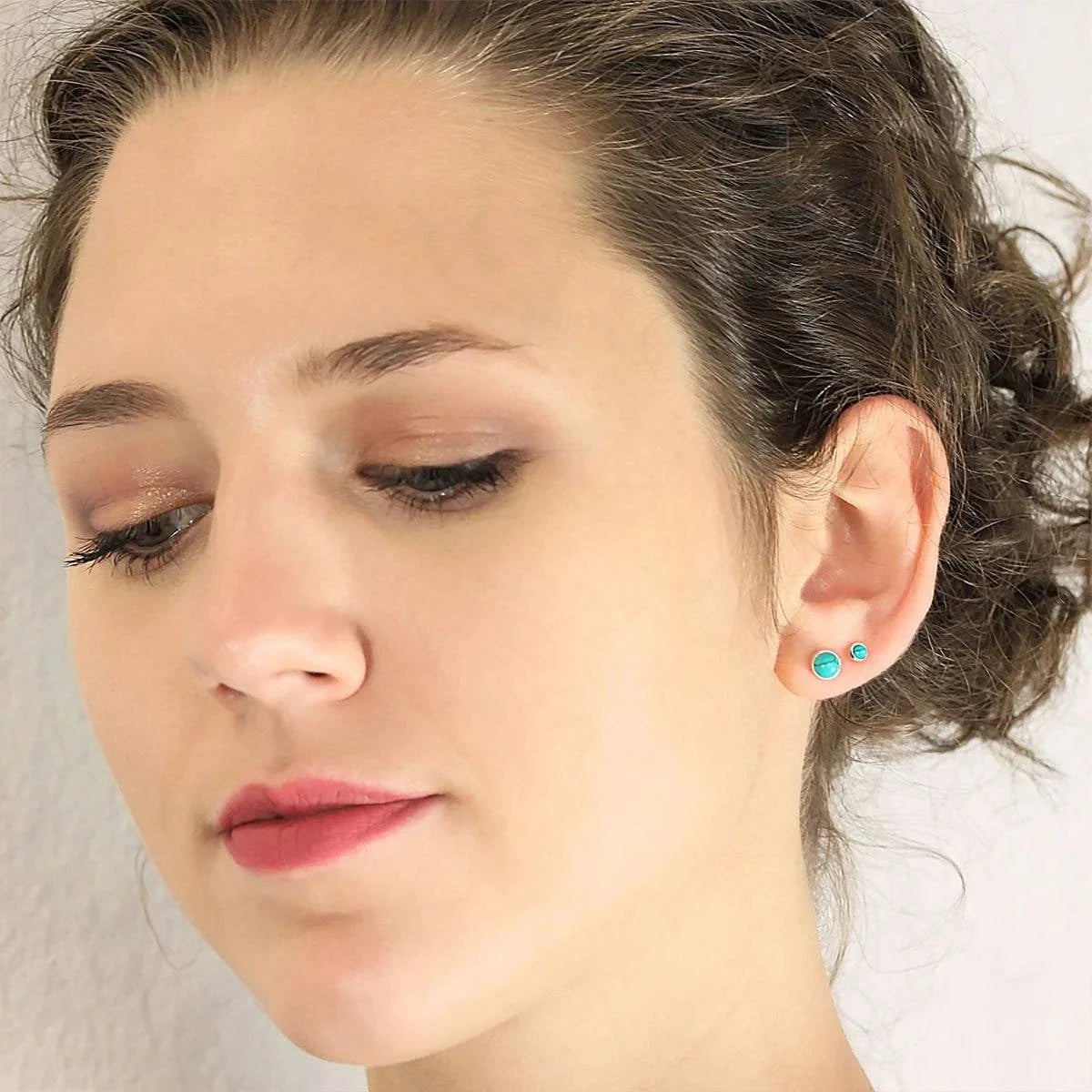 December Birthstone Jewellery Set - Turquoise Studs and Pendant Necklace