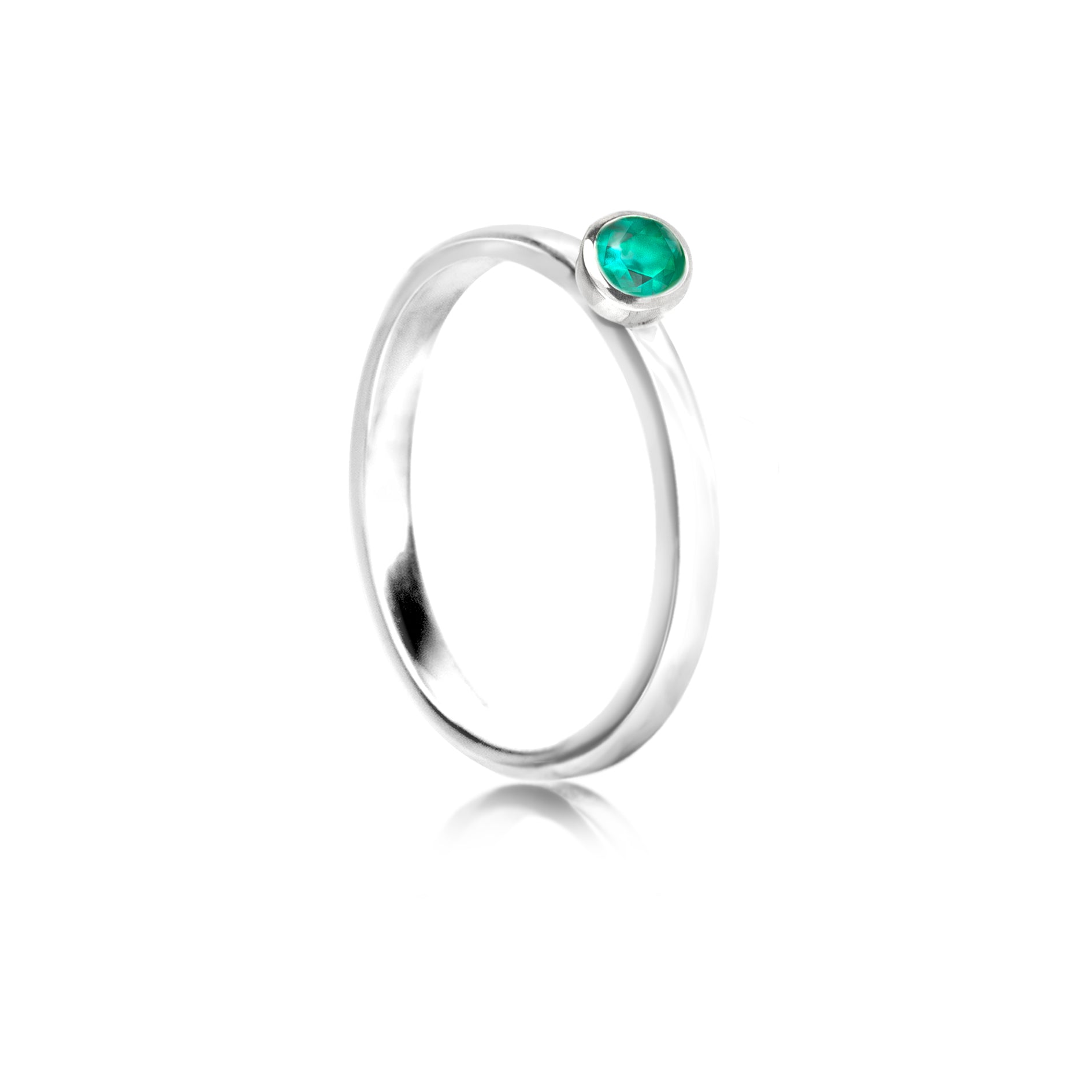 May Birthstone Stackable Ring - Emerald Gemstone in Sterling Silver