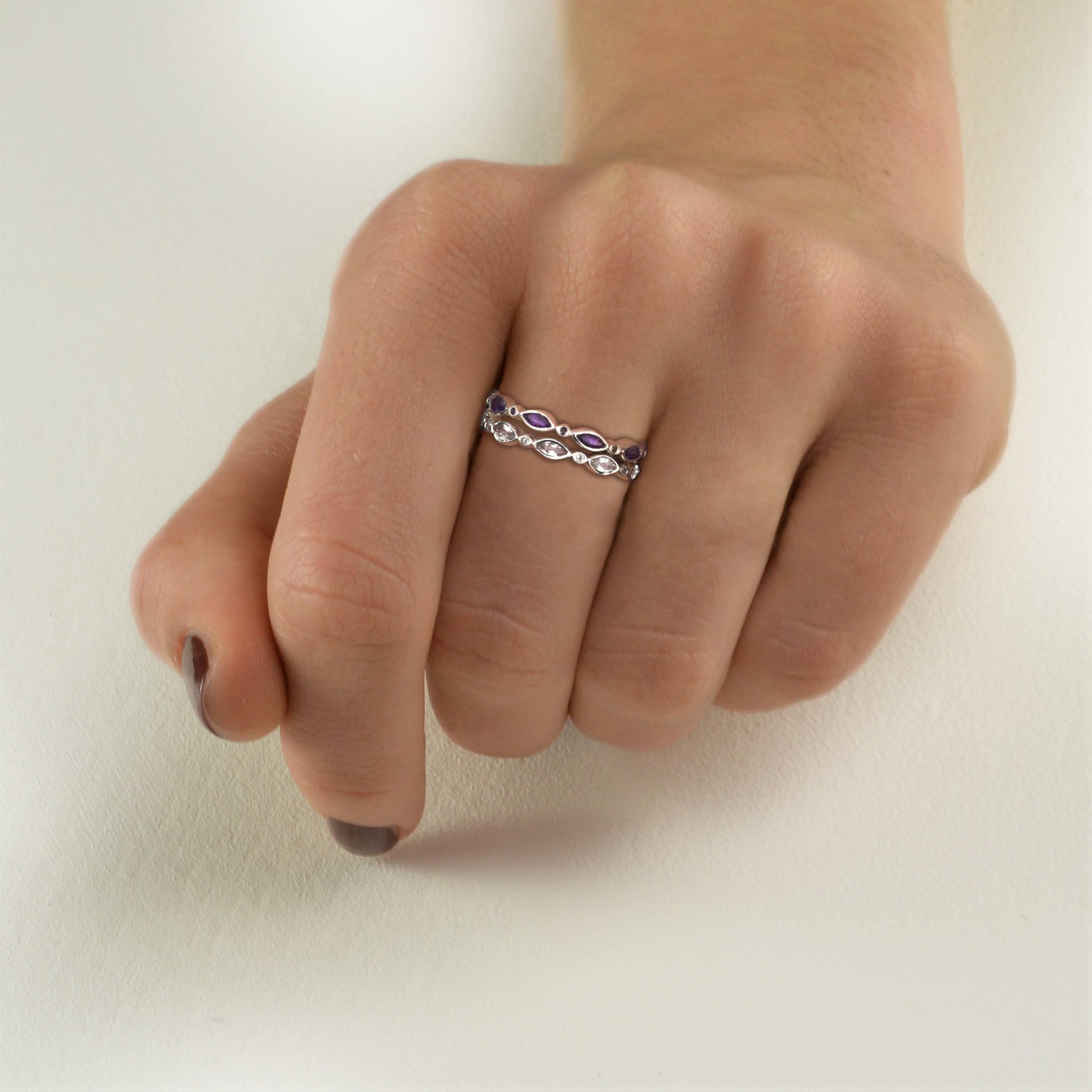 Eternity Band with White Topaz in Sterling Silver
