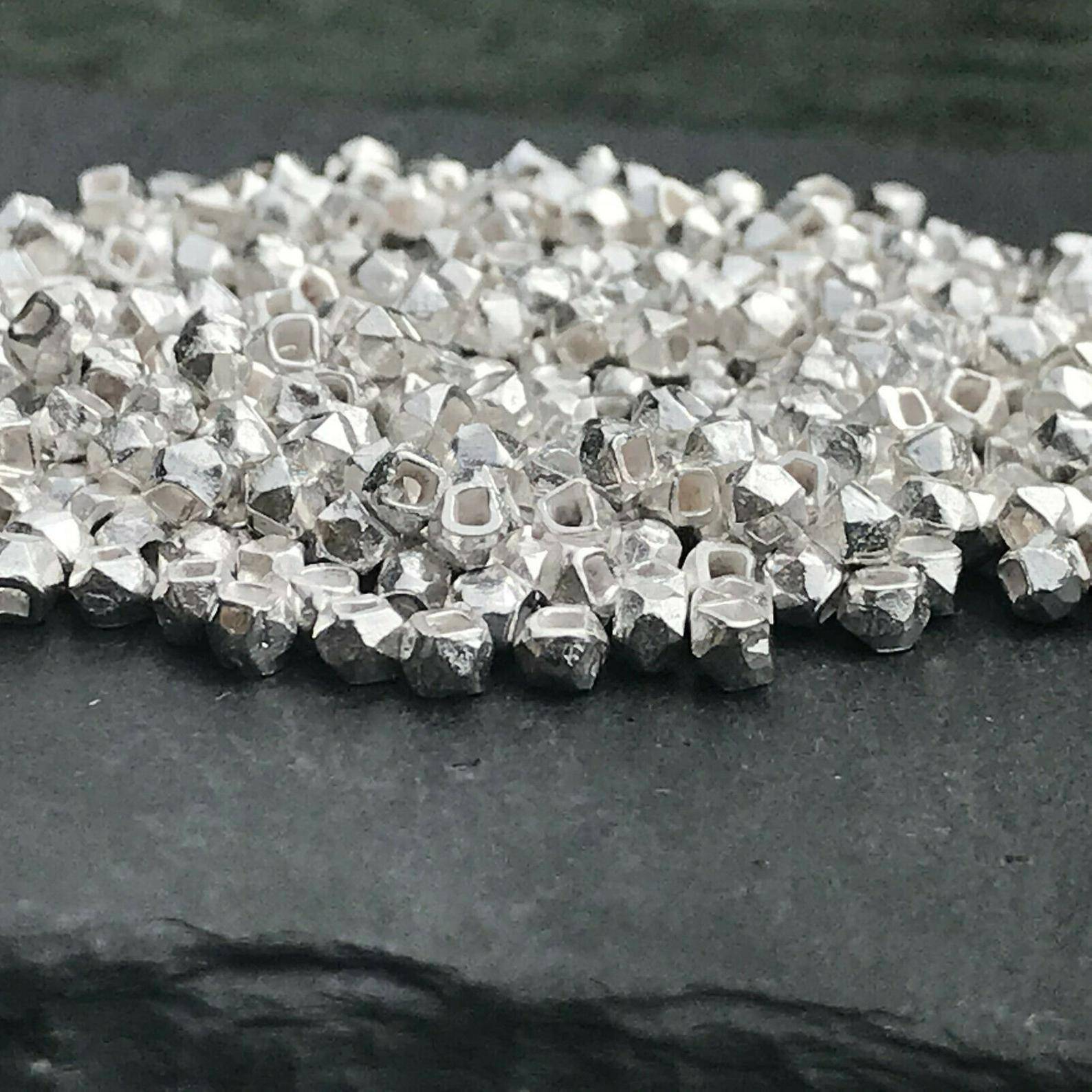 Faceted Round Hollow Beads in 925 Sterling Silver ‚ 2mm Diameter
