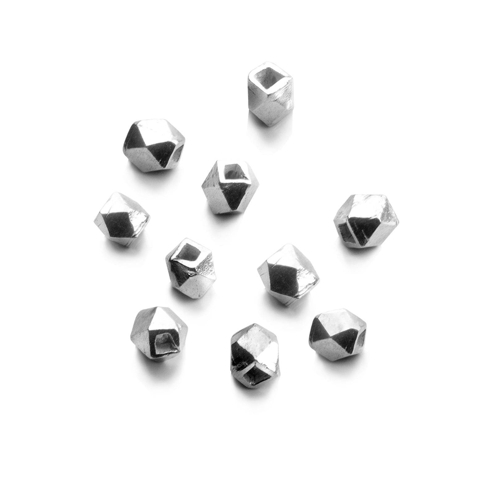 Faceted Round Hollow Beads in 925 Sterling Silver ‚4.5-5mm Diameter