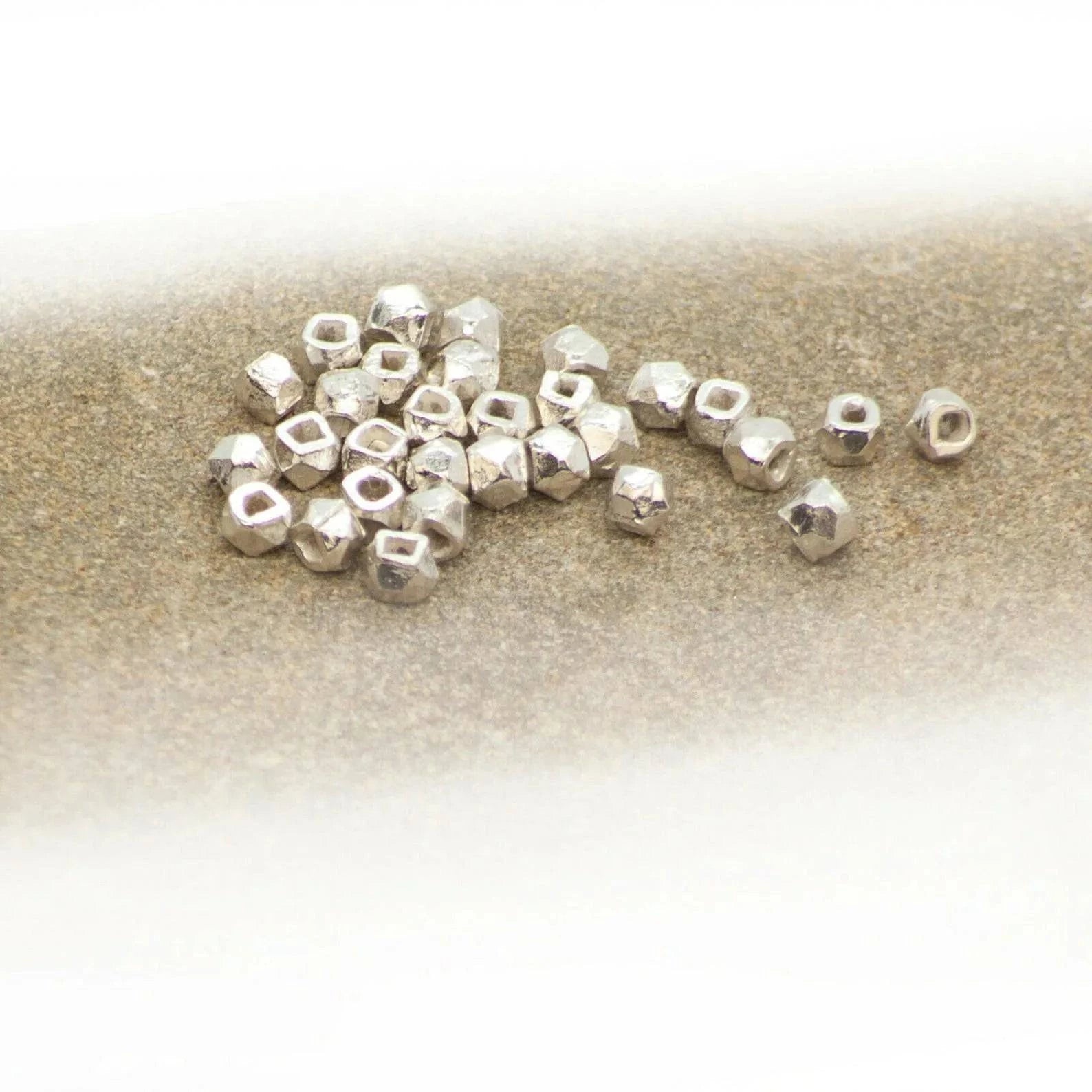 Faceted Round Hollow Beads in 925 Sterling Silver ‚ 3mm Diameter