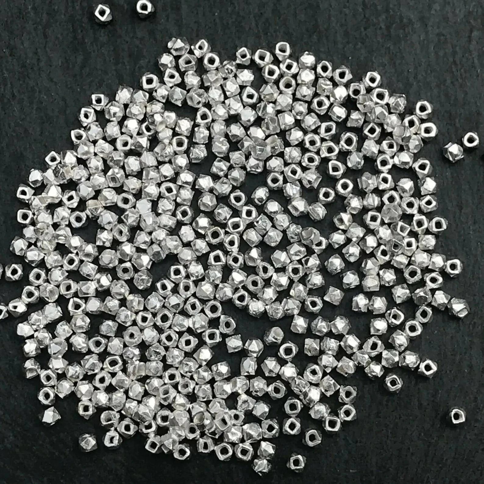 Faceted Round Hollow Beads in 925 Sterling Silver ‚ 3mm Diameter