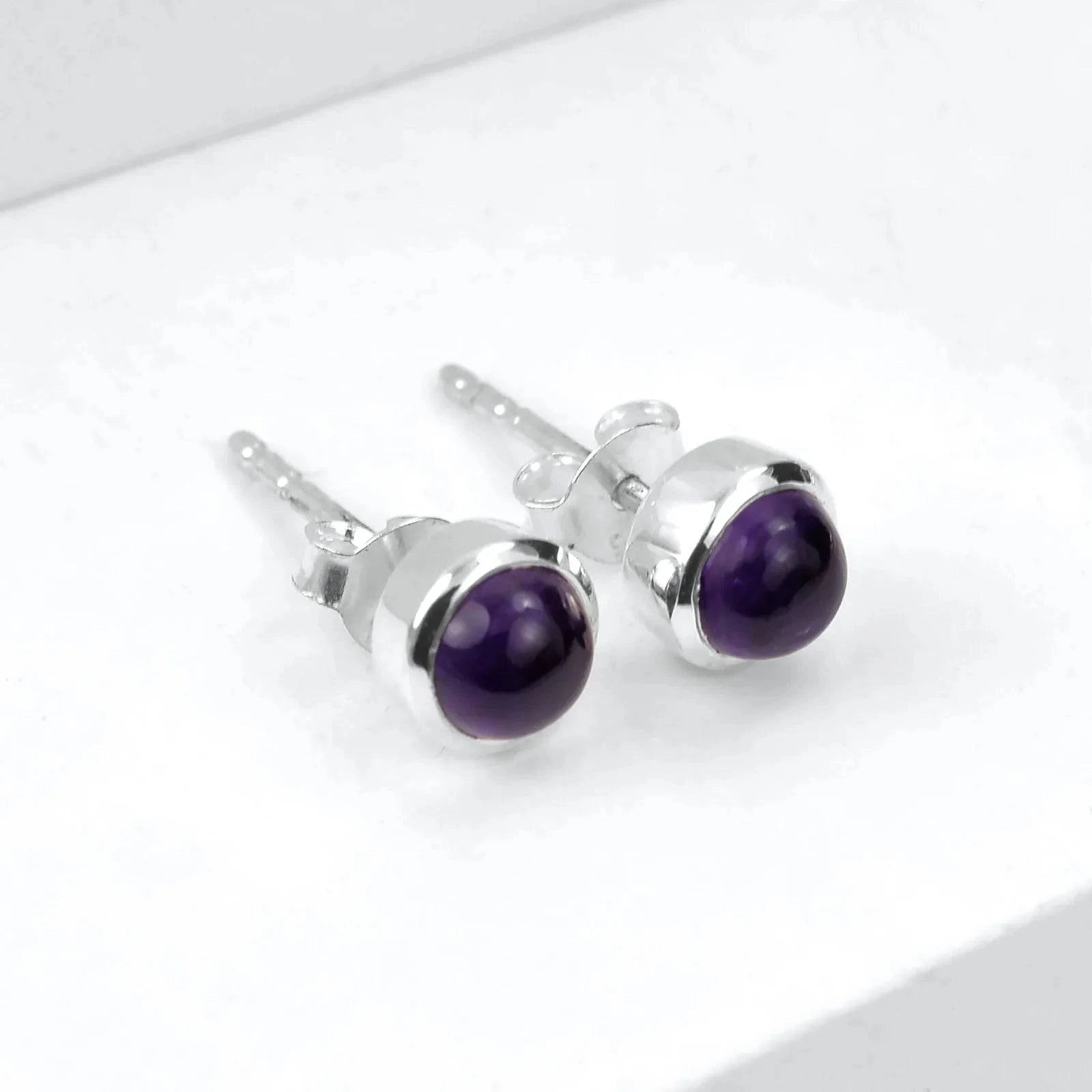 February Birthstone Jewellery Set - Amethyst Studs and Charm Necklace