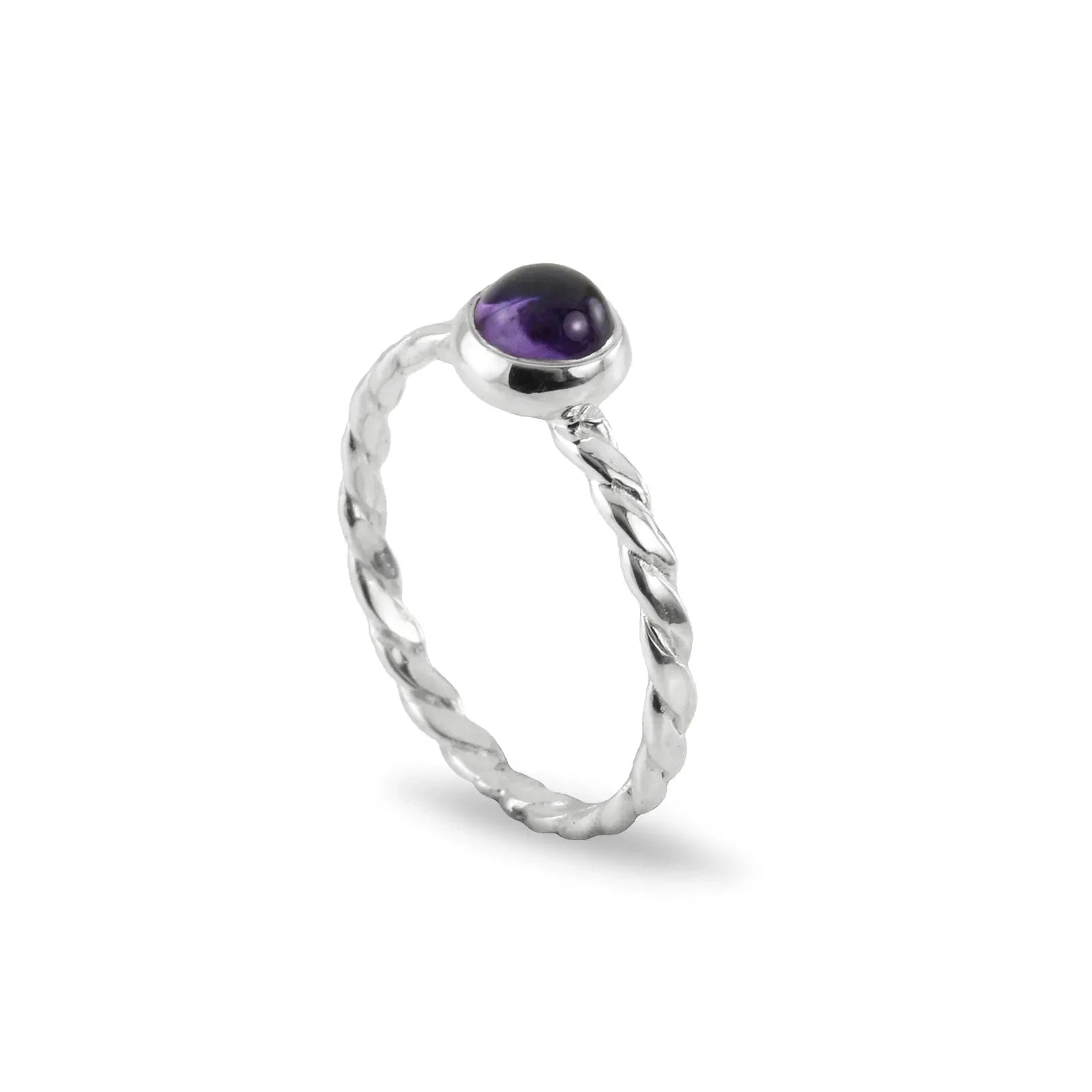 February Birthstone Ring with Amethyst Gemstone in Sterling Silver