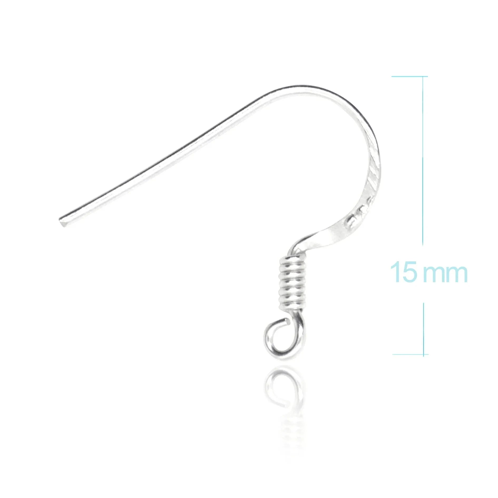 French Wire Earring Hooks in Sterling Silver -15mm