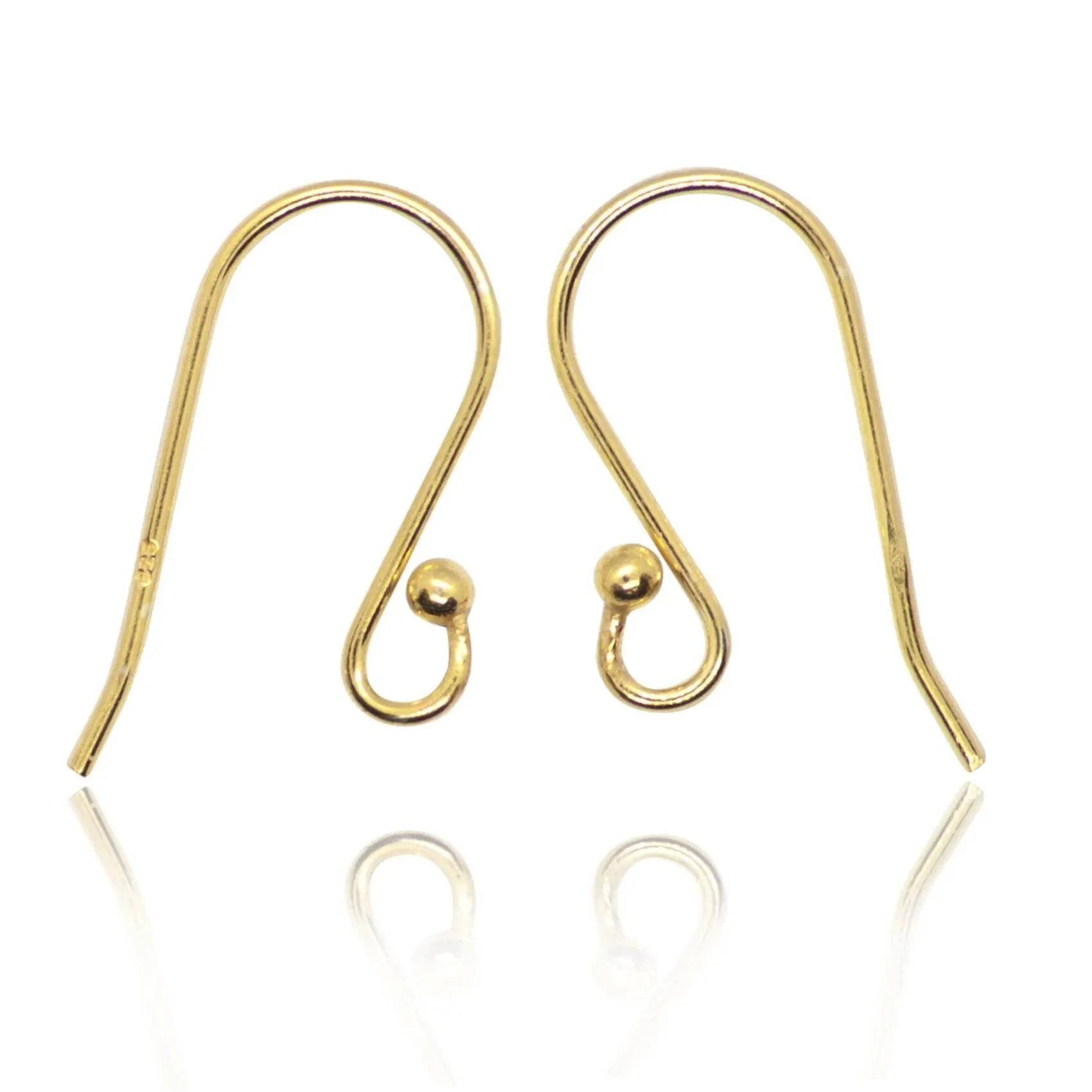 French Wire Earring Ball Hooks Vermeil Gold-Plated - Size 20mm