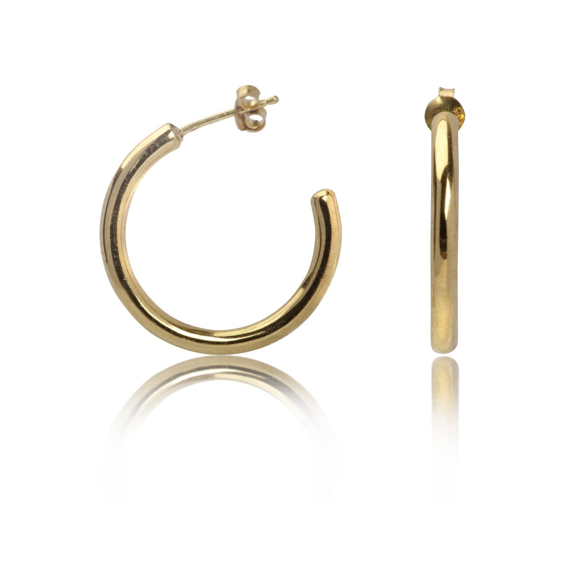 Plain Open Hoop Studs Earrings in Gold Vermeil