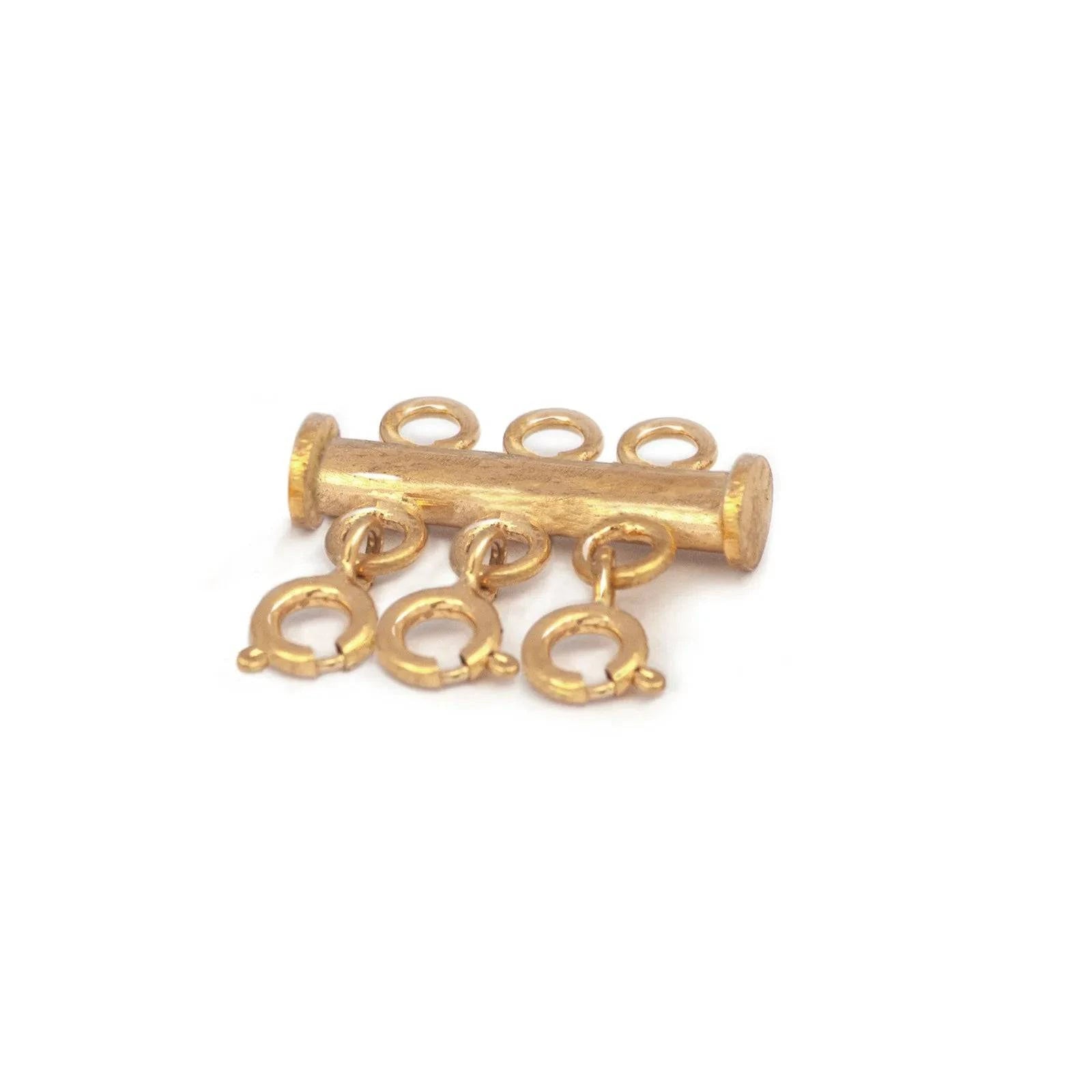 3 Row Ring Bolt Slider Clasp in Gold Vermeil
